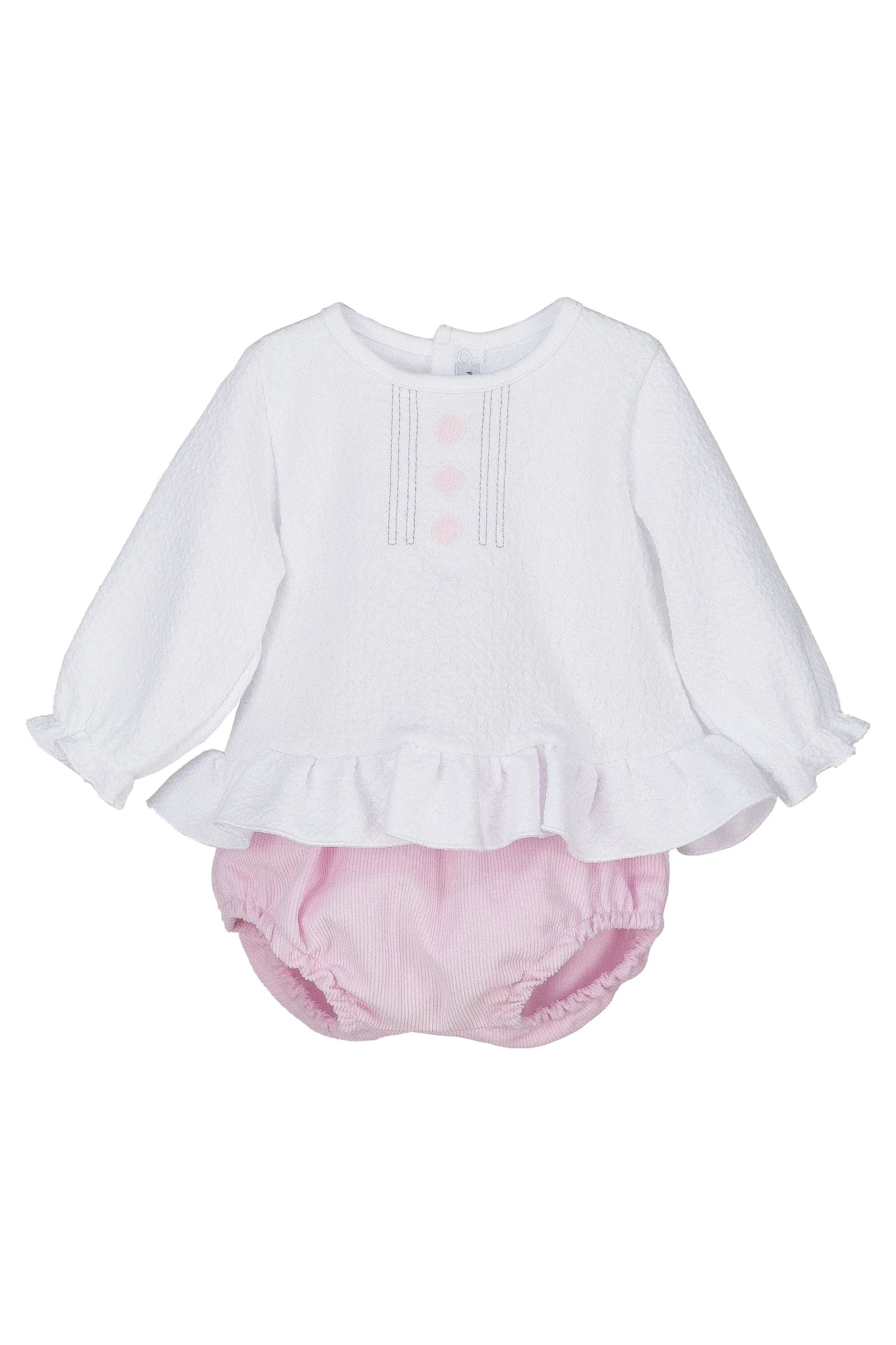 "Faye" White Blouse & Pink Bloomers
