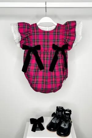 "Fleur" Hot Pink Tartan Romper