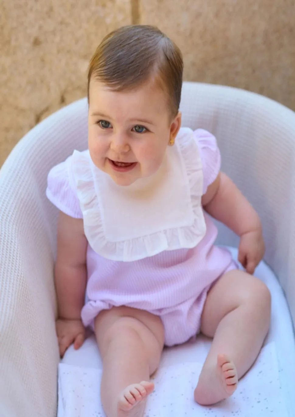 "Jasmin" Pink Bibbed Romper