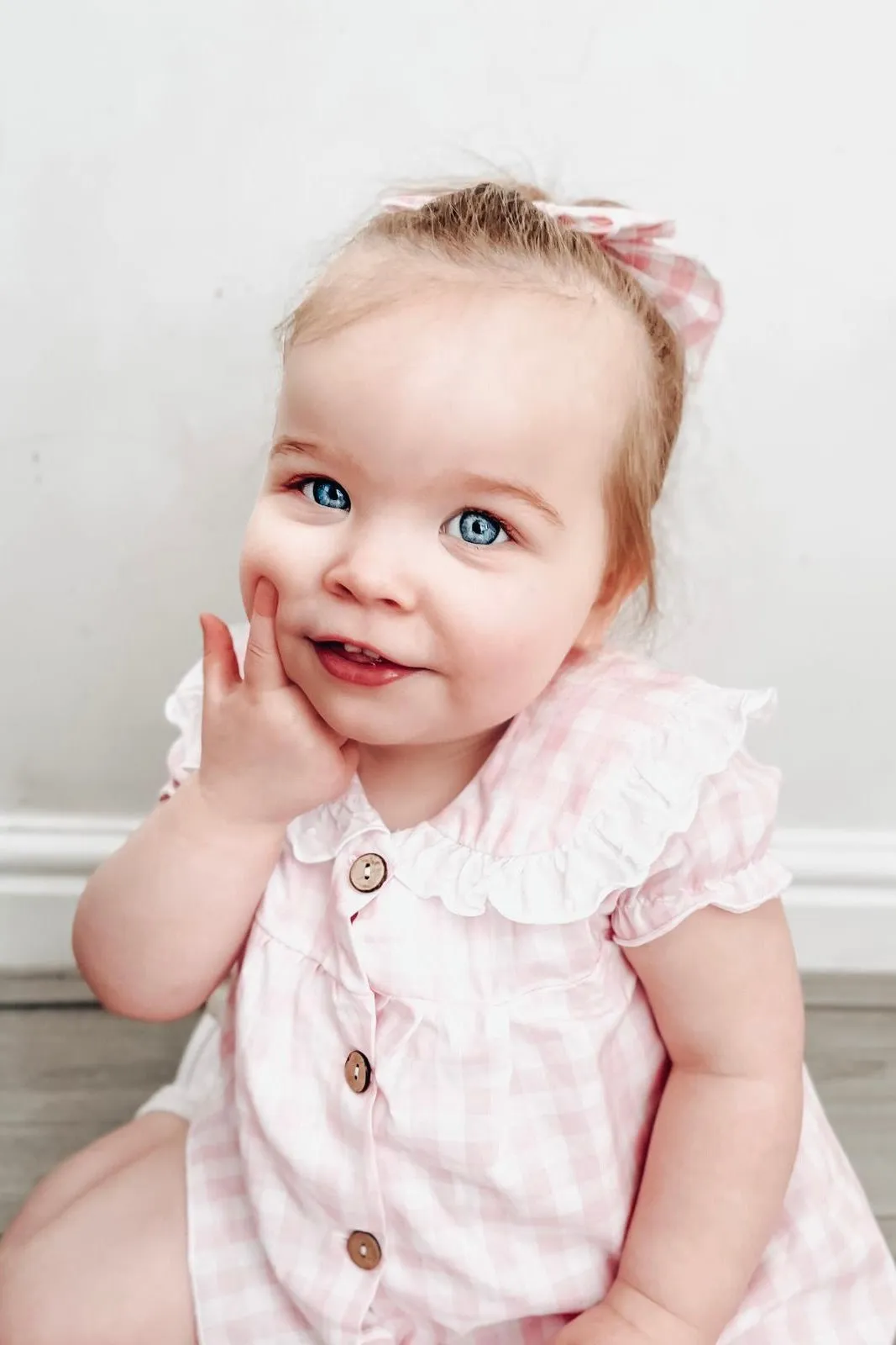 "Meadow" Pink Gingham Blouse & Bloomers