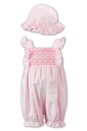 "Paige" Pink Smocked Romper & Hat