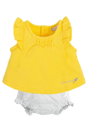 "Pamela" Yellow Top & Striped Bloomers