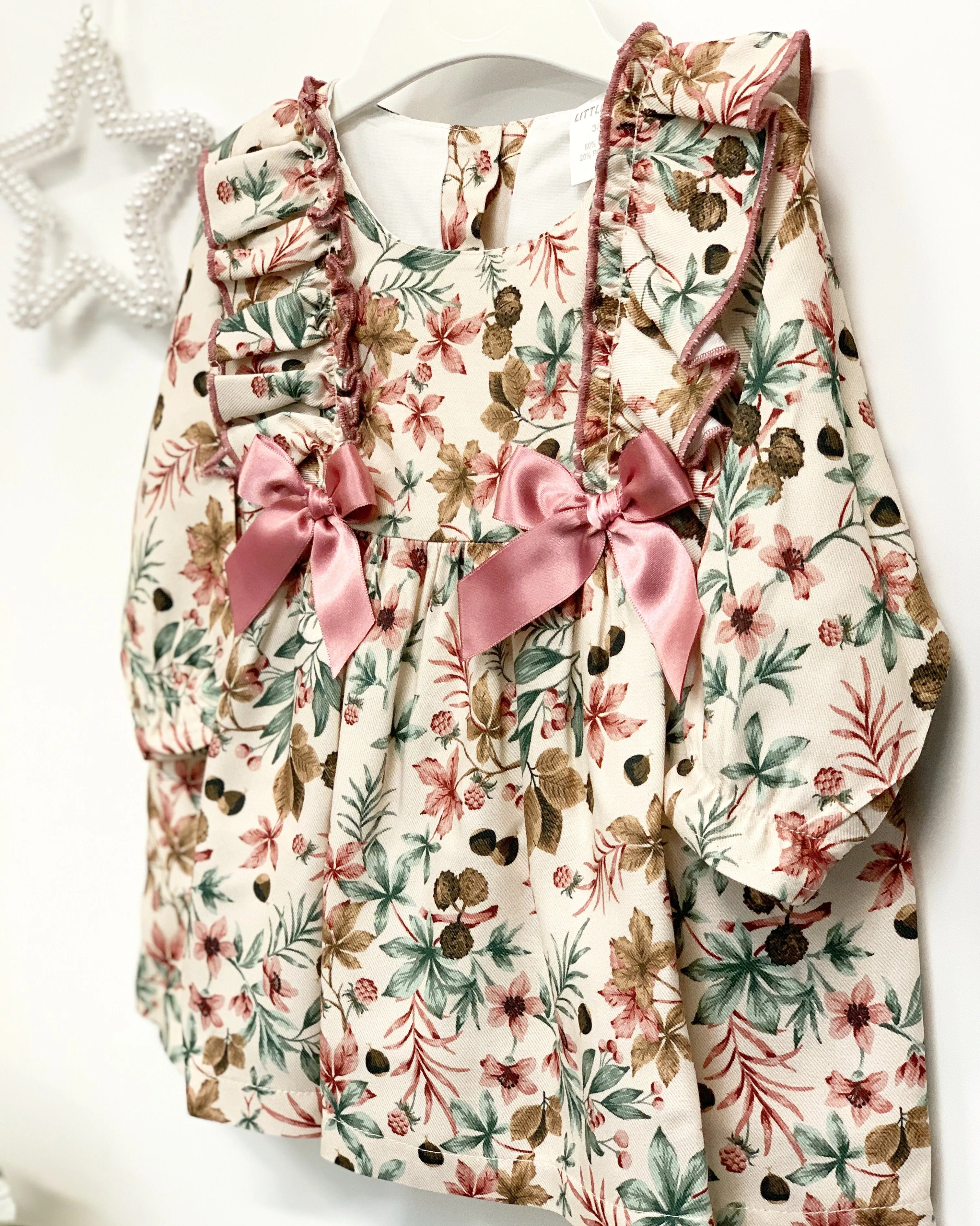 "Sylvie" Dusky Pink Vintage Print Dress