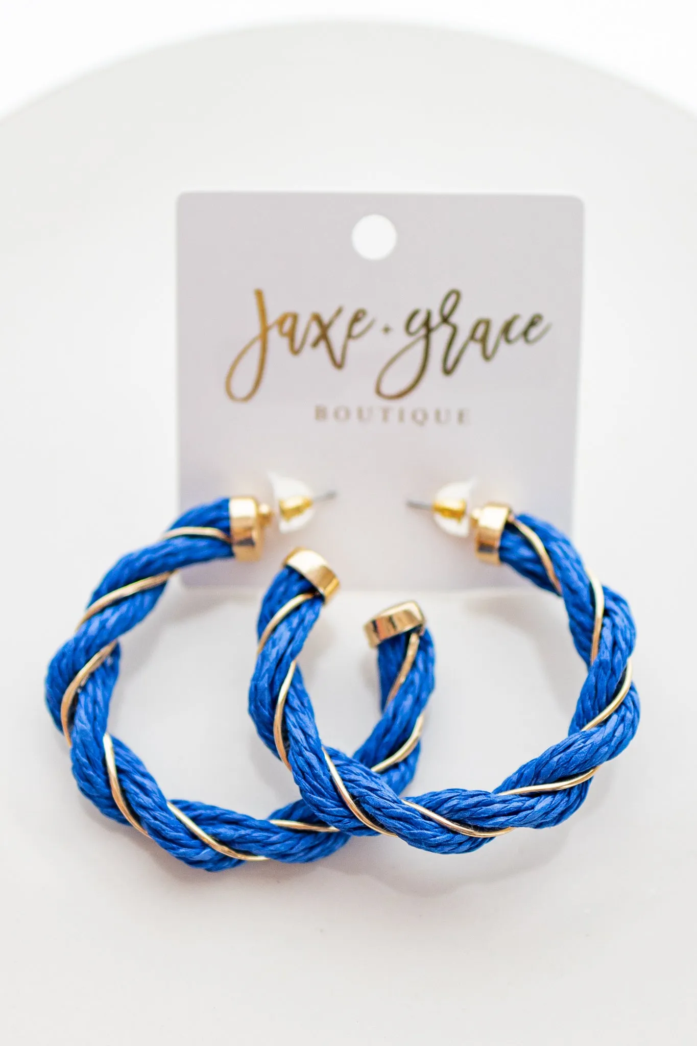 Raffia & Wire Twisted Hoops, VARIOUS