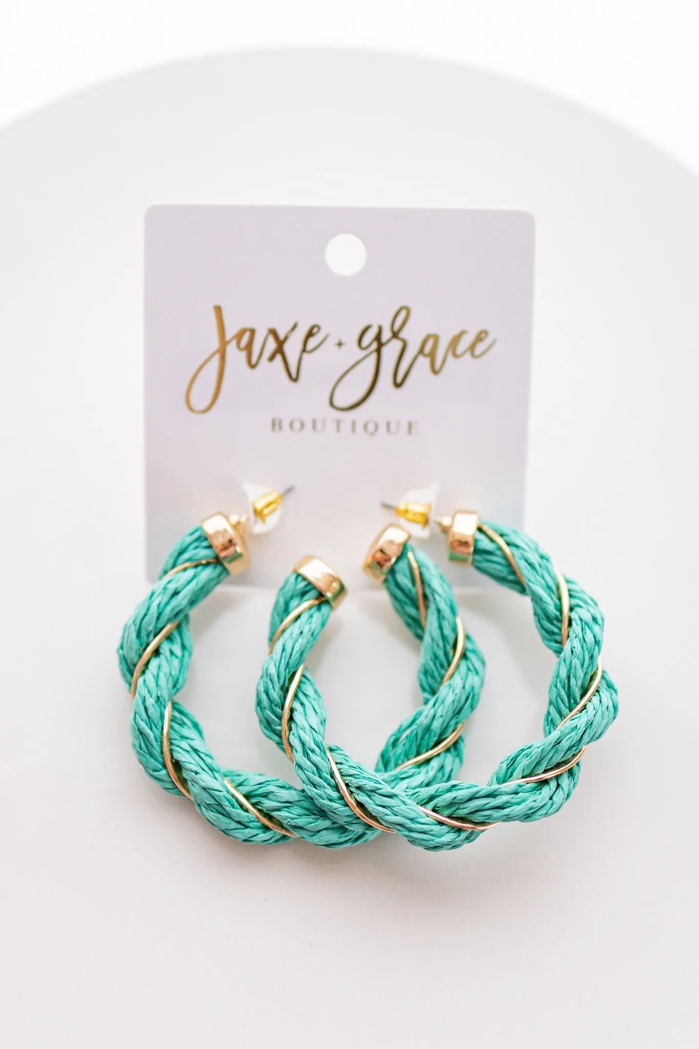 Raffia & Wire Twisted Hoops, VARIOUS