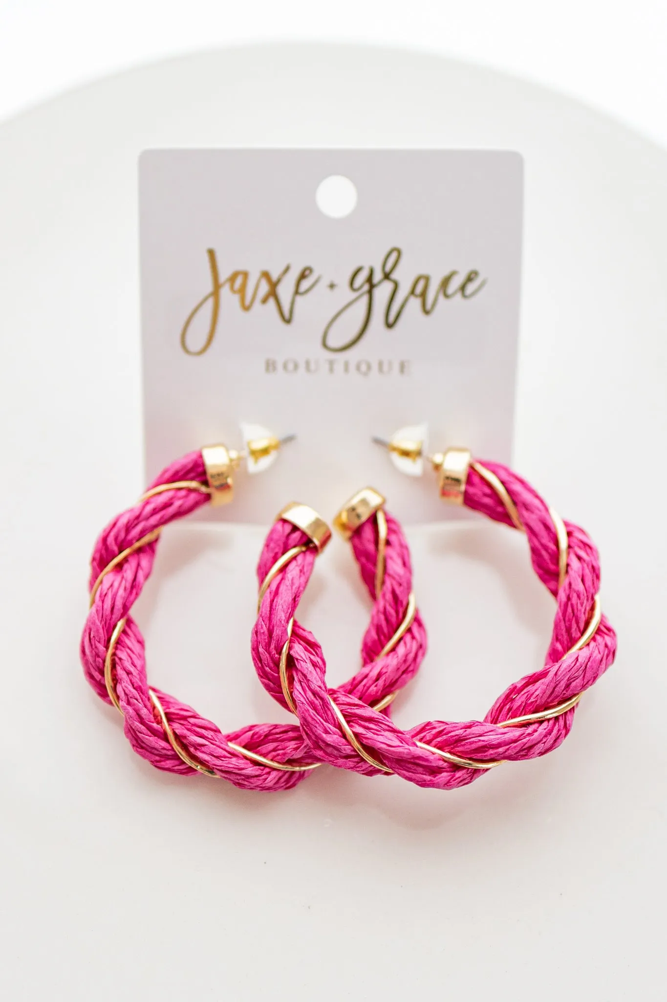Raffia & Wire Twisted Hoops, VARIOUS