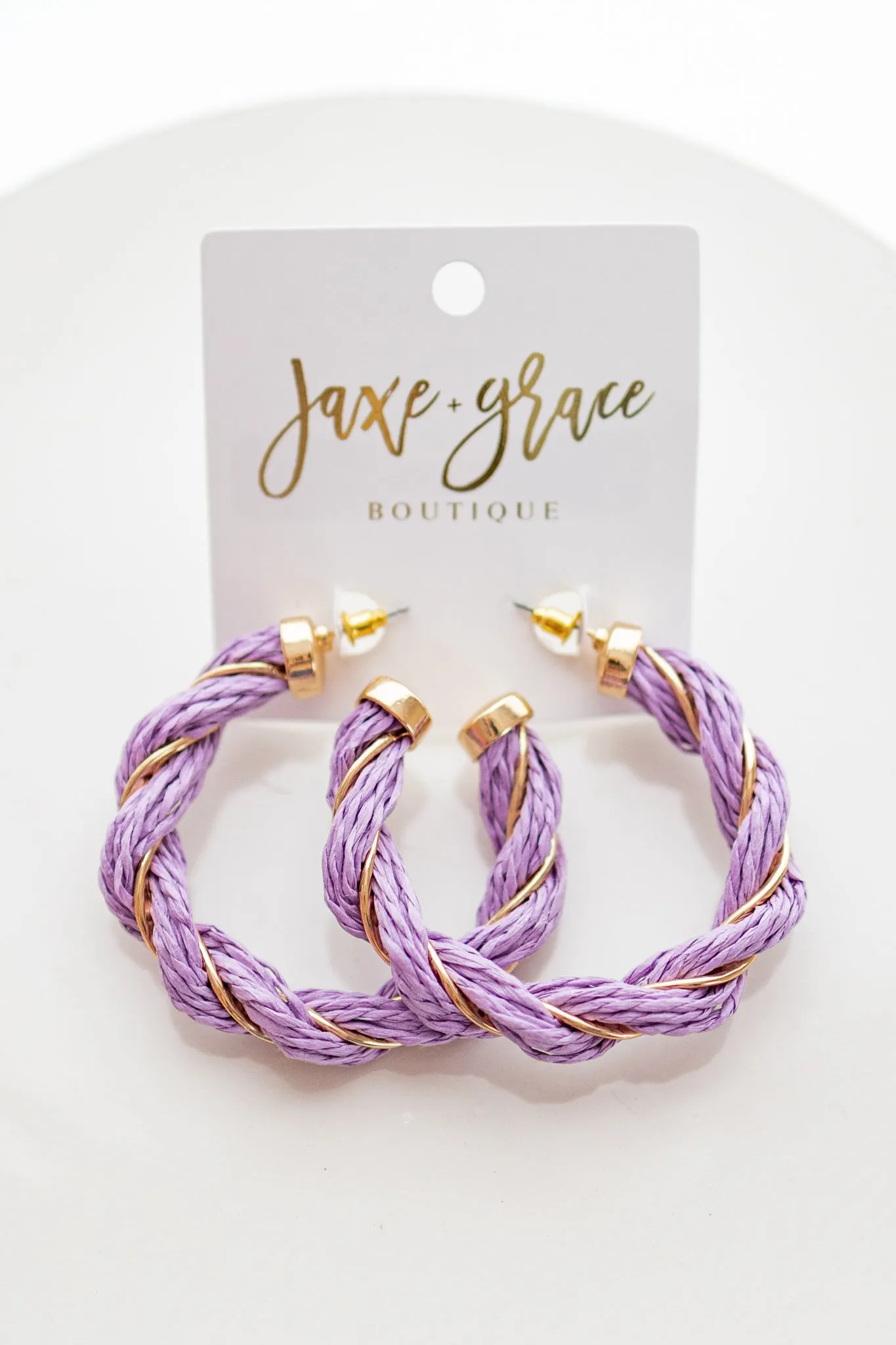 Raffia & Wire Twisted Hoops, VARIOUS