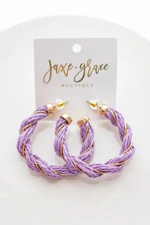 Raffia & Wire Twisted Hoops, VARIOUS