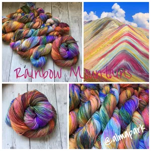 RAINBOW MOUNTAINS -  Handpainted  Multiple Yarn Weights  -  RTS