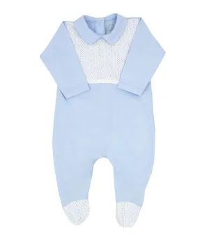 Rapife - Broderie Anglaiseg Detail Babygrow - Blue