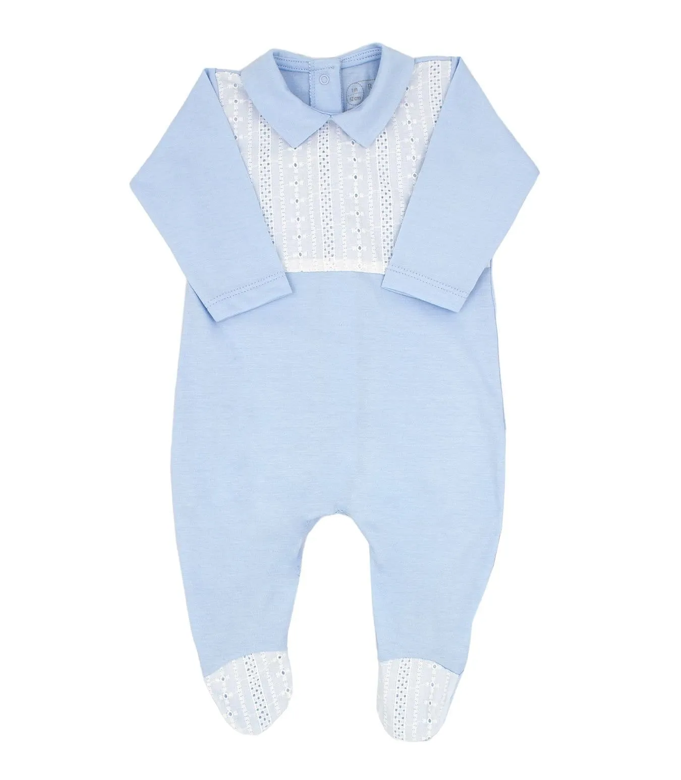 Rapife - Broderie Anglaiseg Detail Babygrow - Blue