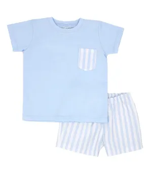 Rapife - Stripe Detail  Short Set - Blue