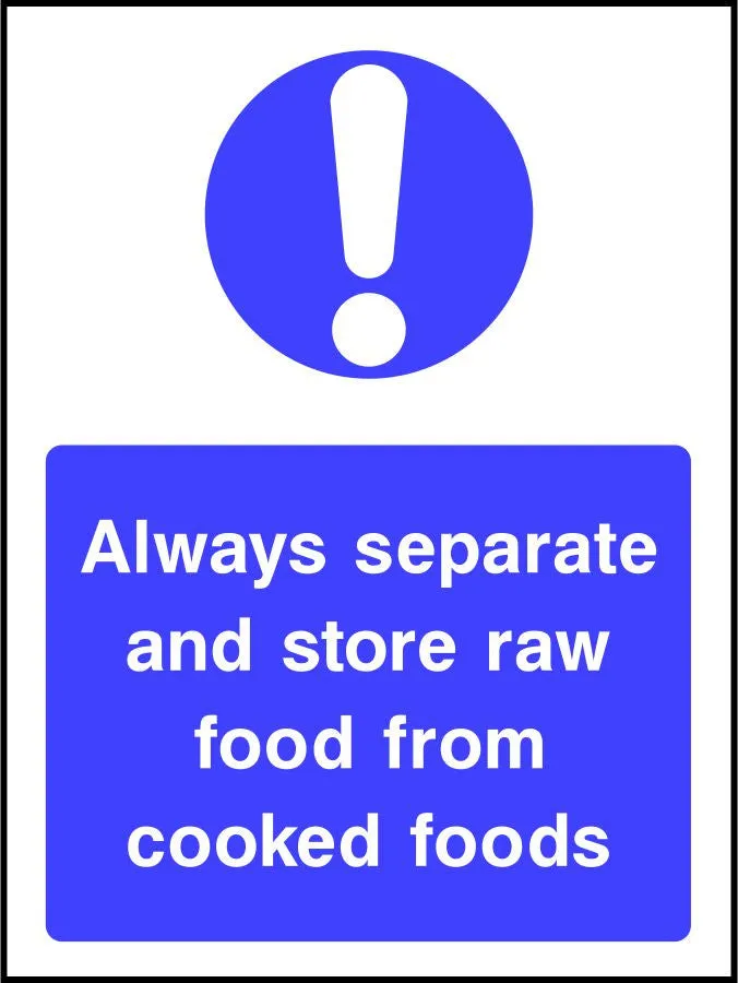 Raw and cooked food storage safety sign