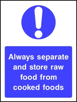 Raw and cooked food storage safety sign