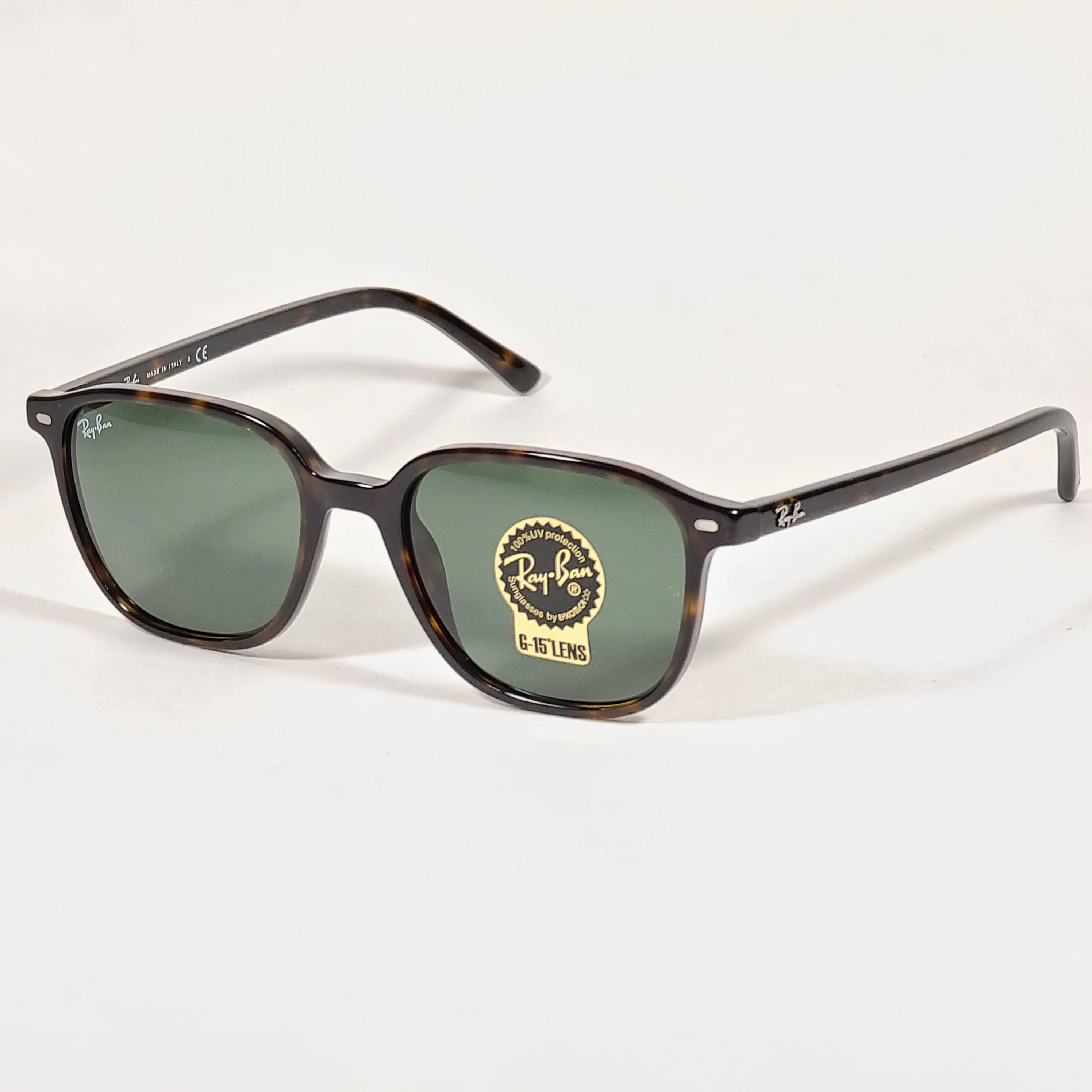 Ray-Ban Leonard Square Sunglasses Brown Havana Tortoise Frame Green Lens RB2193 902/31