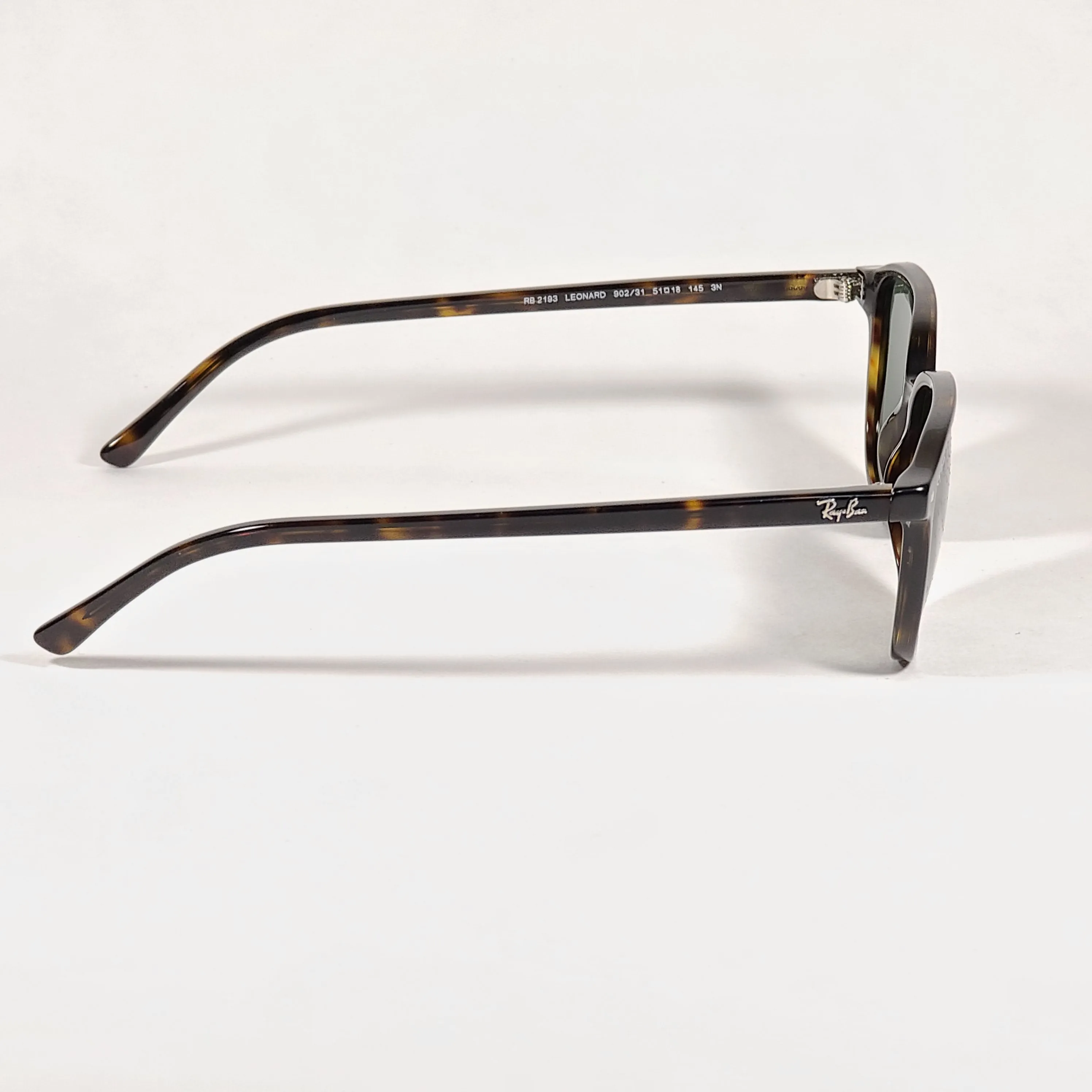 Ray-Ban Leonard Square Sunglasses Brown Havana Tortoise Frame Green Lens RB2193 902/31