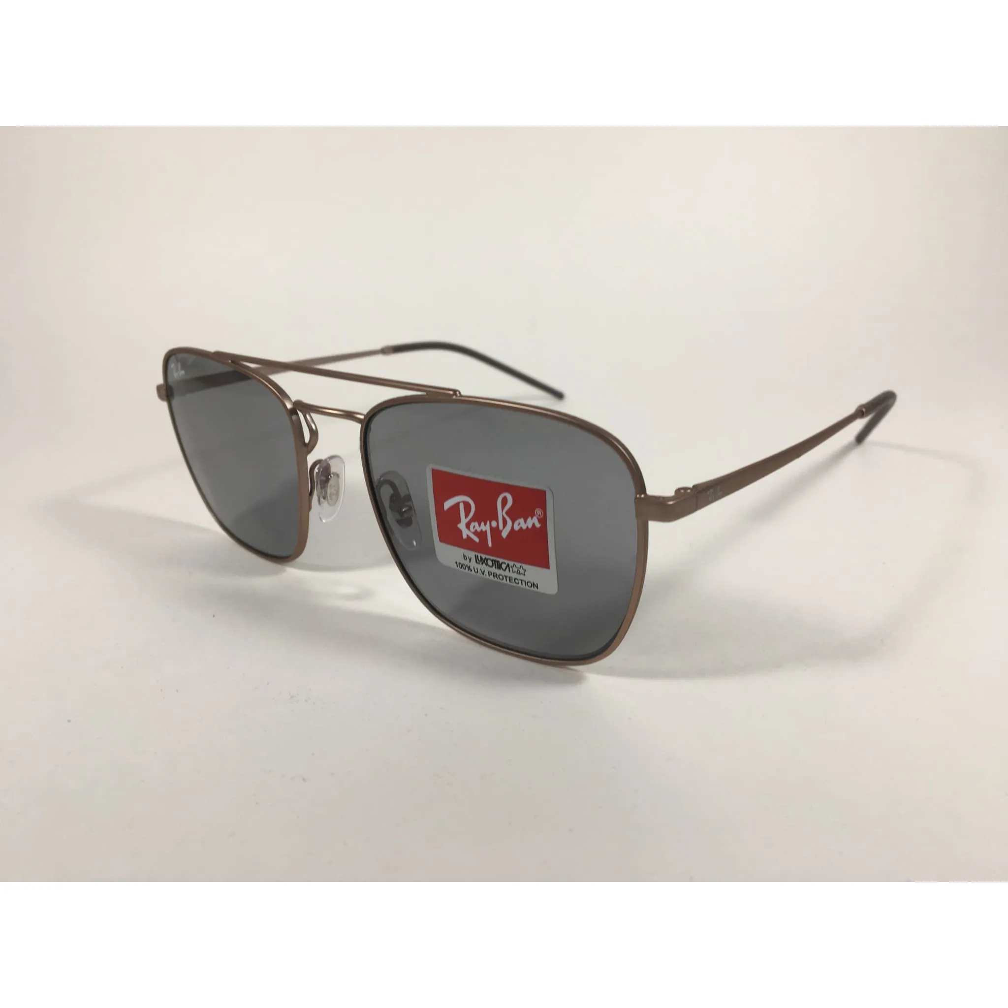 Ray-Ban Square Sunglasses Copper Bronze Metal Solid Gray Lens RB3588 9146/1
