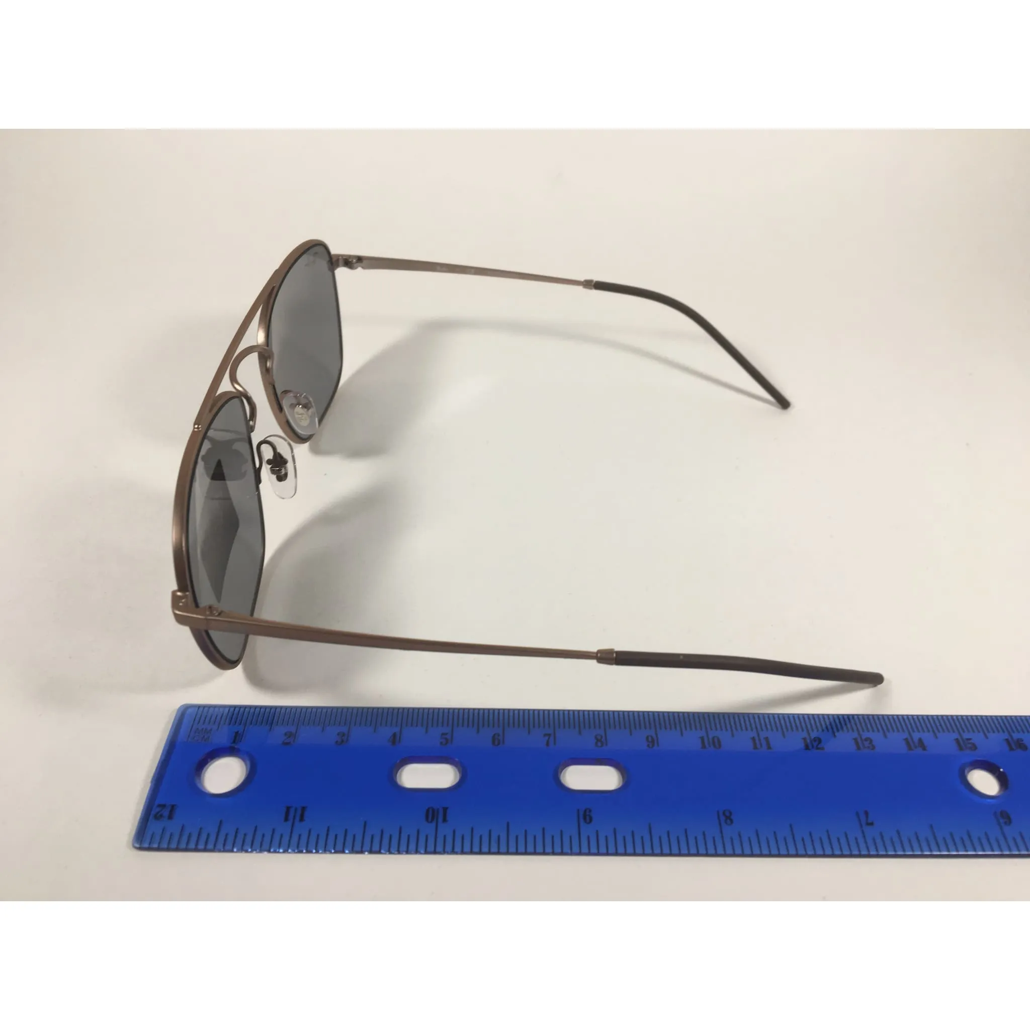 Ray-Ban Square Sunglasses Copper Bronze Metal Solid Gray Lens RB3588 9146/1