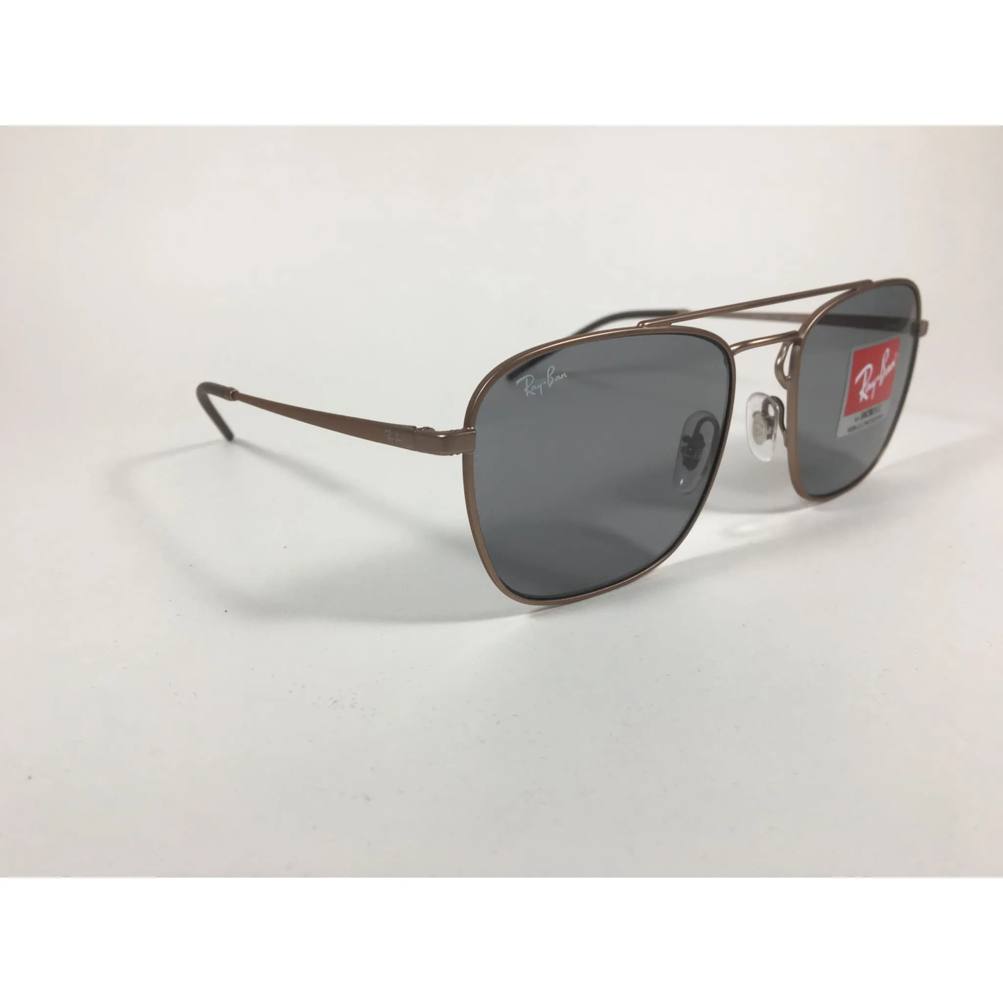 Ray-Ban Square Sunglasses Copper Bronze Metal Solid Gray Lens RB3588 9146/1
