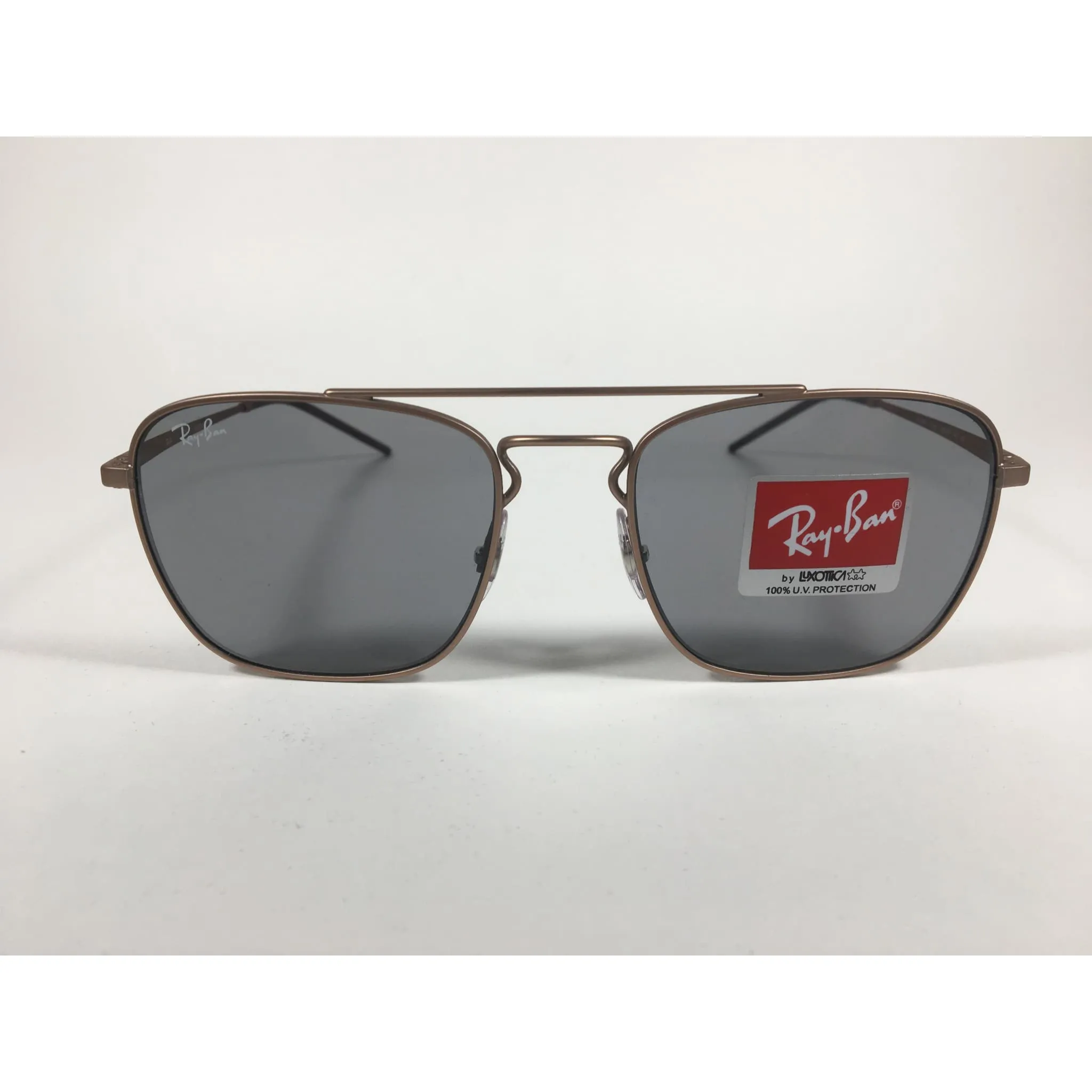 Ray-Ban Square Sunglasses Copper Bronze Metal Solid Gray Lens RB3588 9146/1