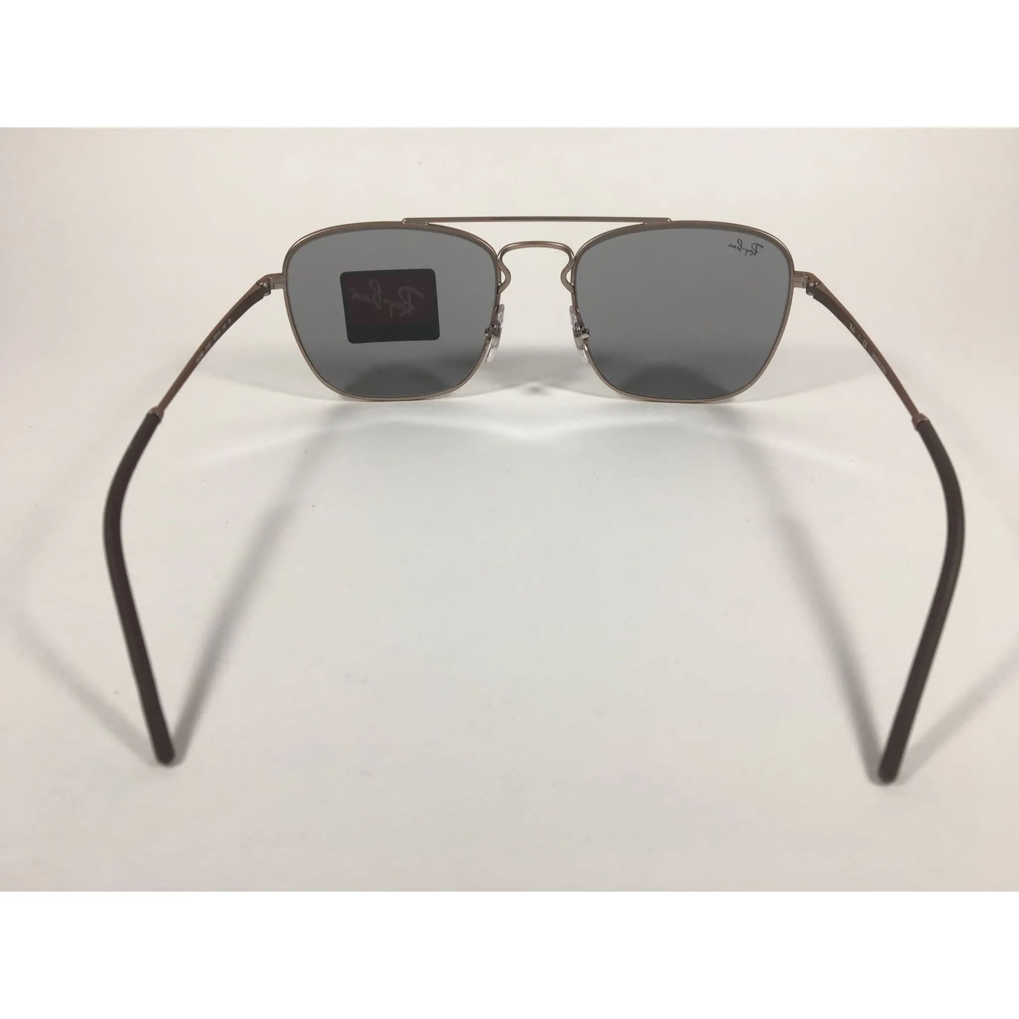 Ray-Ban Square Sunglasses Copper Bronze Metal Solid Gray Lens RB3588 9146/1
