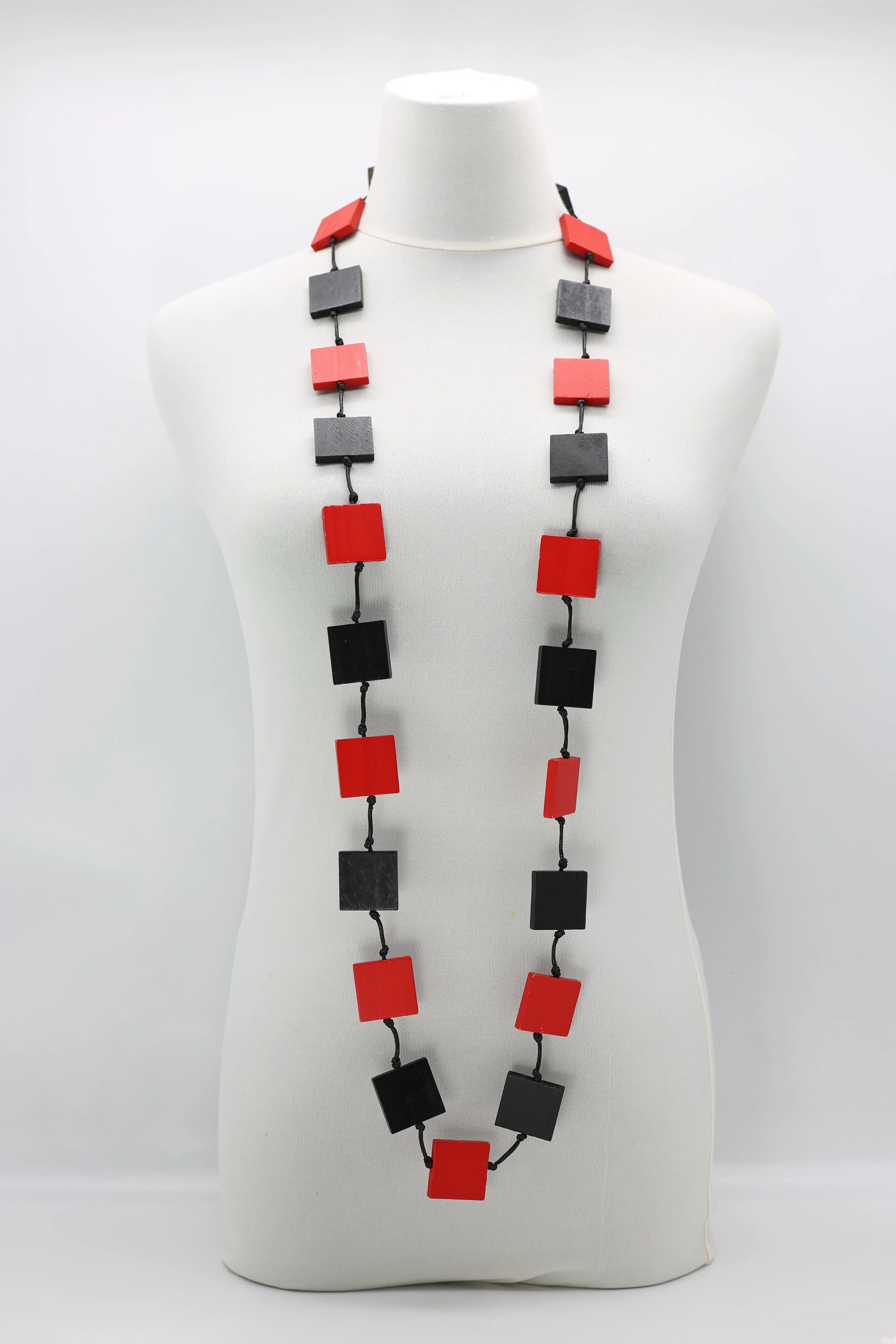 RECYCLE WOOD SQUARE NECKLACE -DUO