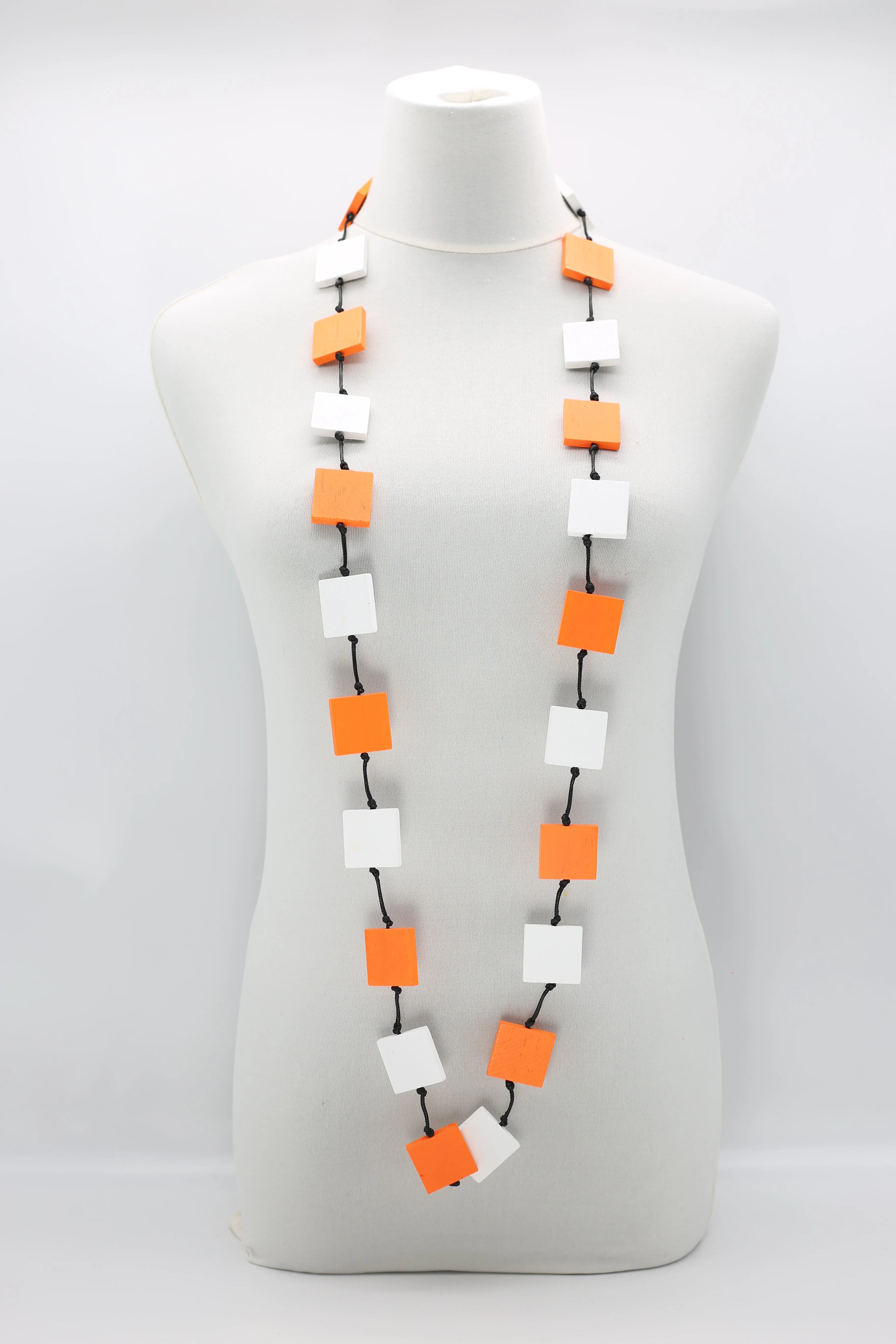 RECYCLE WOOD SQUARE NECKLACE -DUO