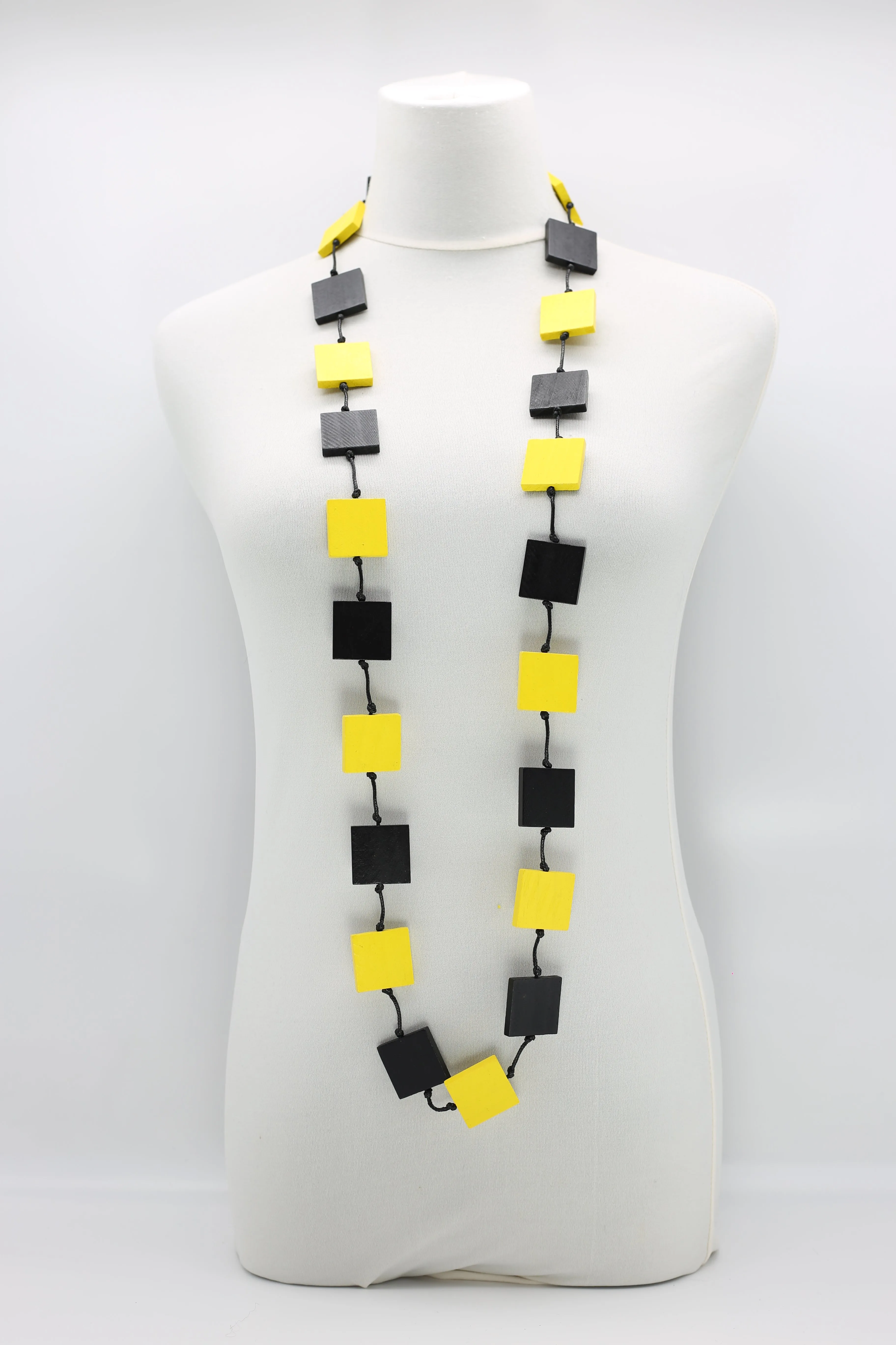 RECYCLE WOOD SQUARE NECKLACE -DUO