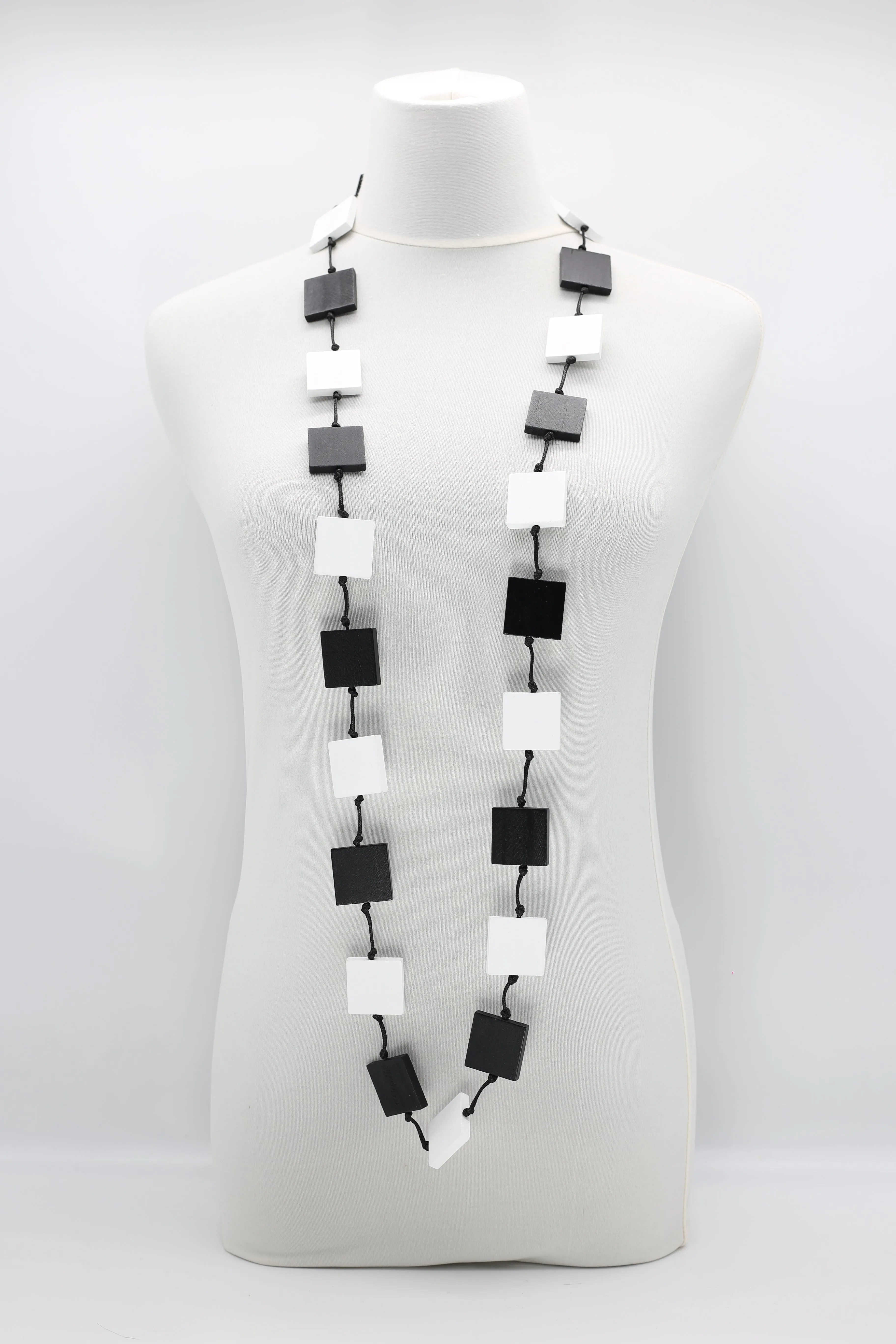 RECYCLE WOOD SQUARE NECKLACE -DUO