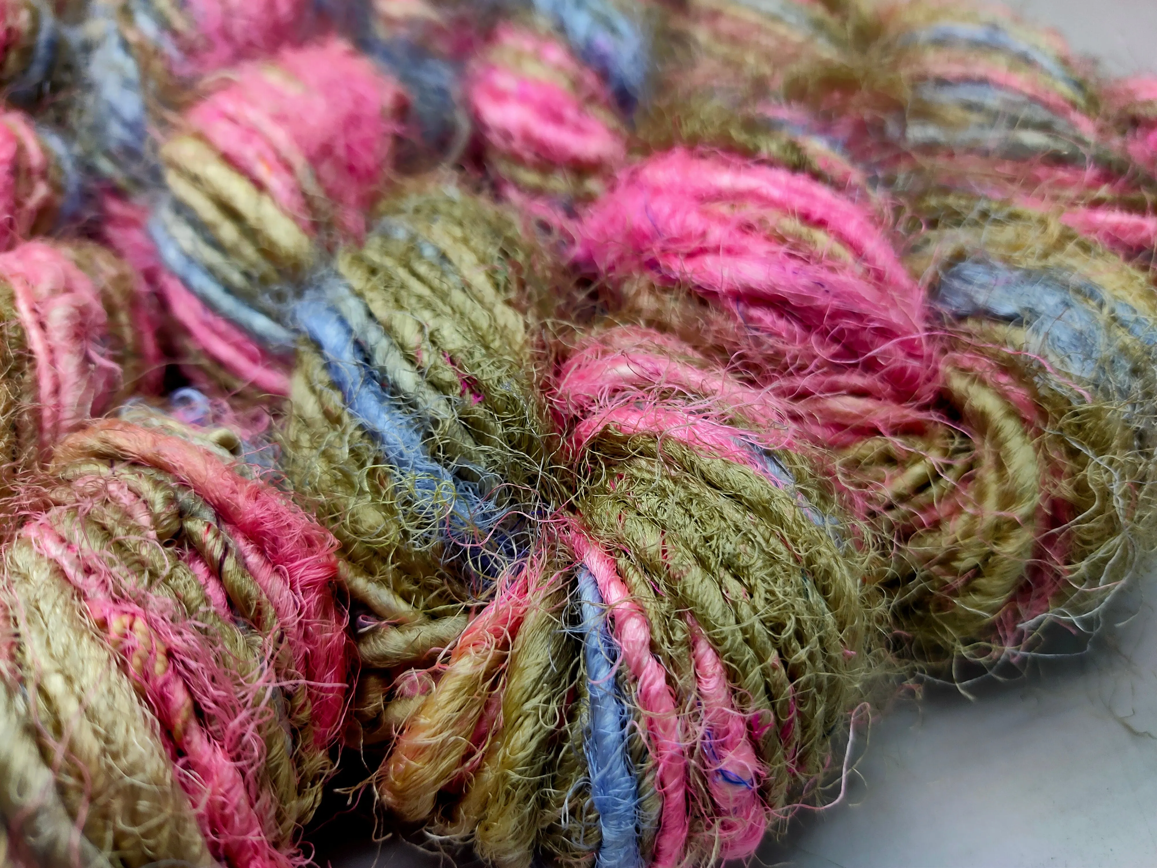 Recycled Sari Silk Yarn - Berries Salad