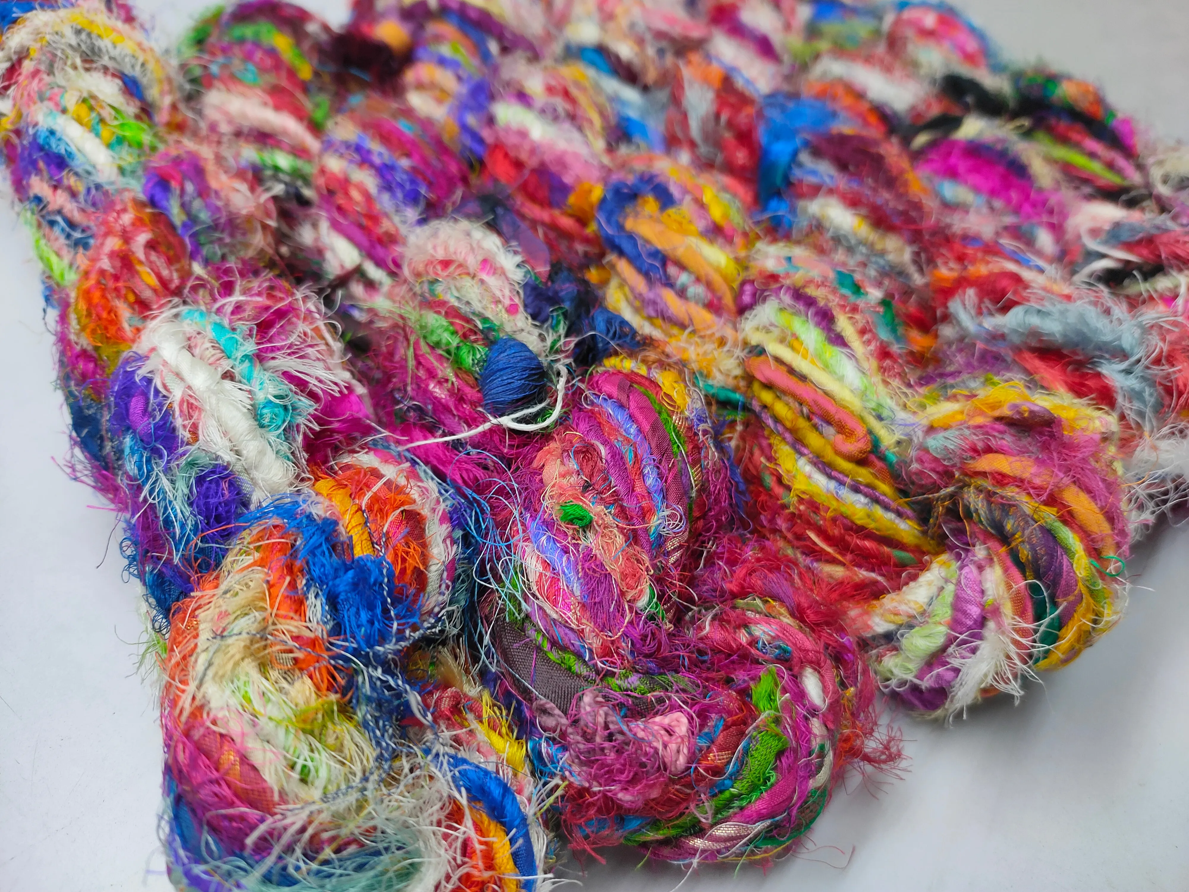 Recycled Sari Silk Yarn - Carded