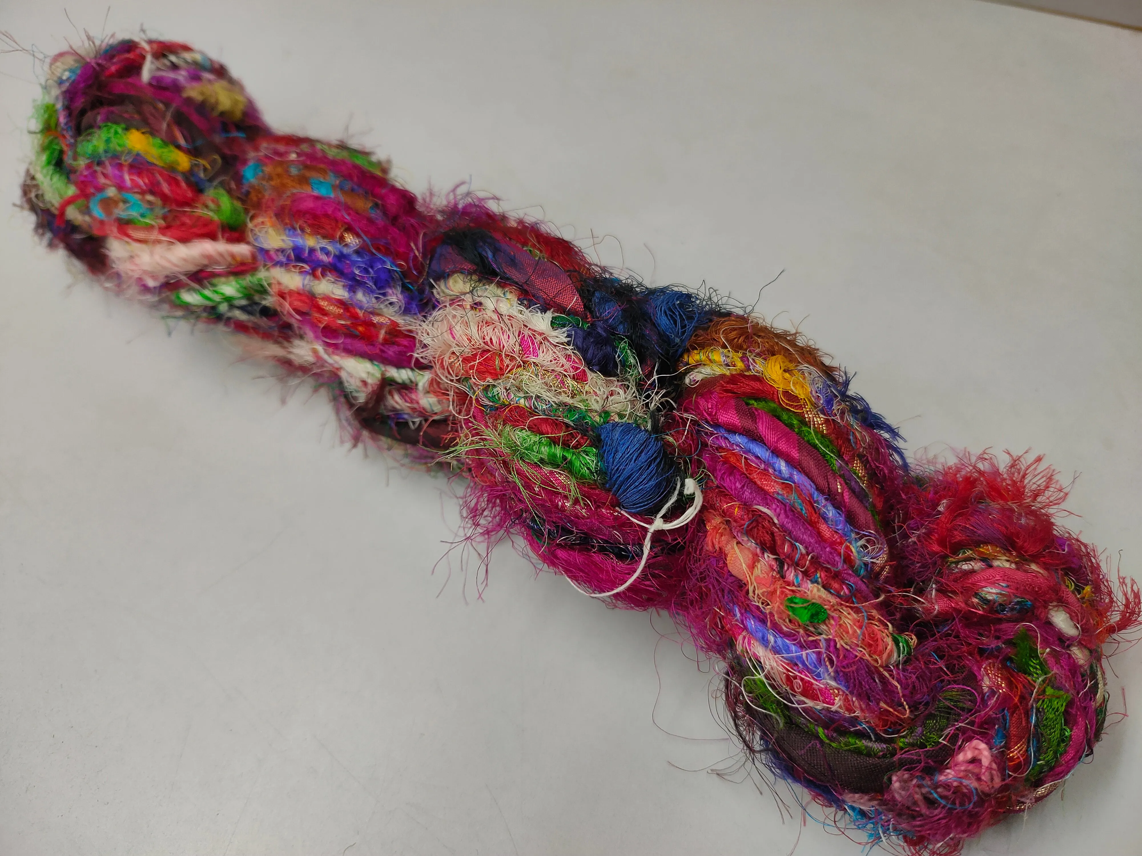 Recycled Sari Silk Yarn - Carded
