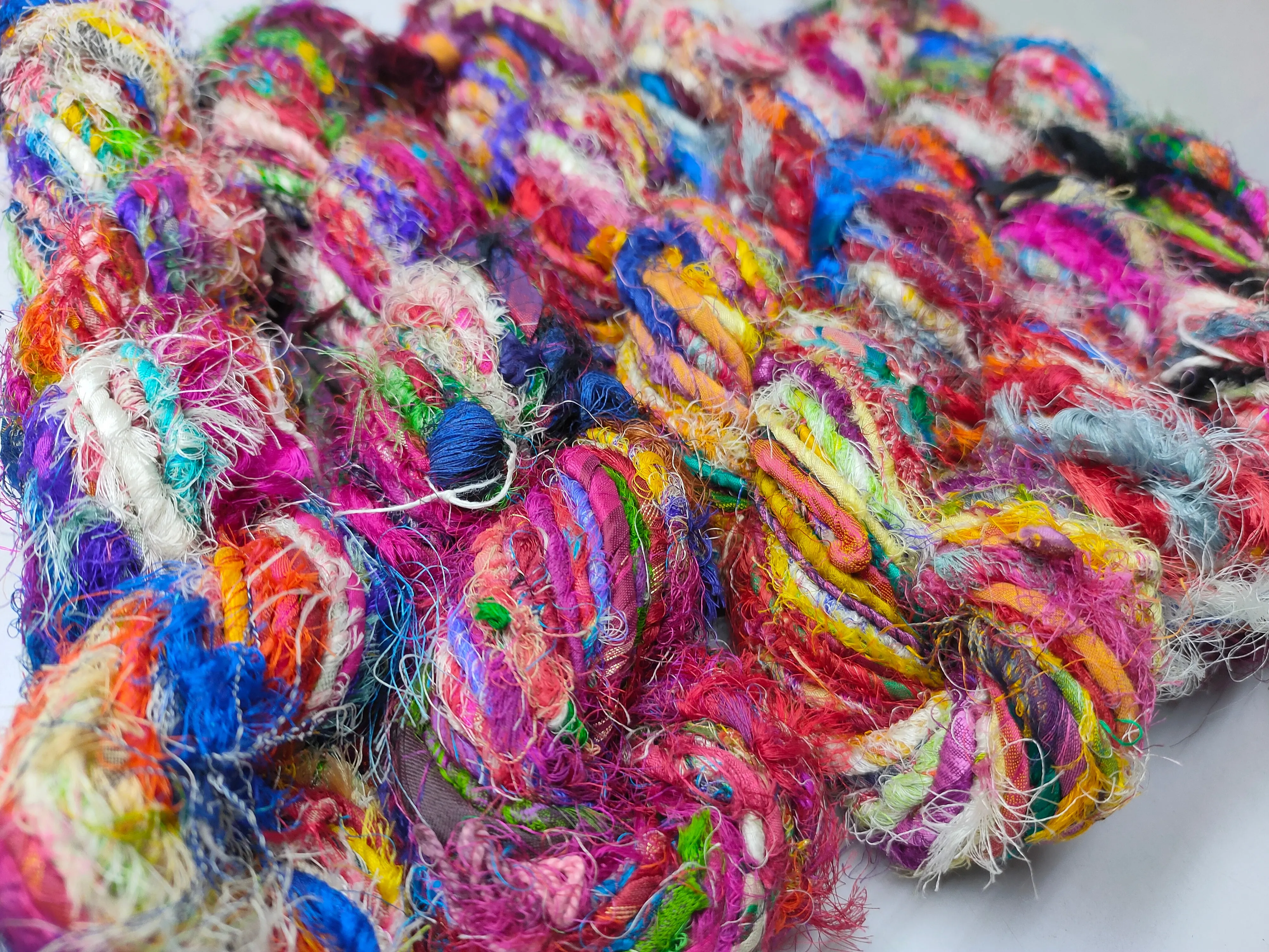 Recycled Sari Silk Yarn - Carded