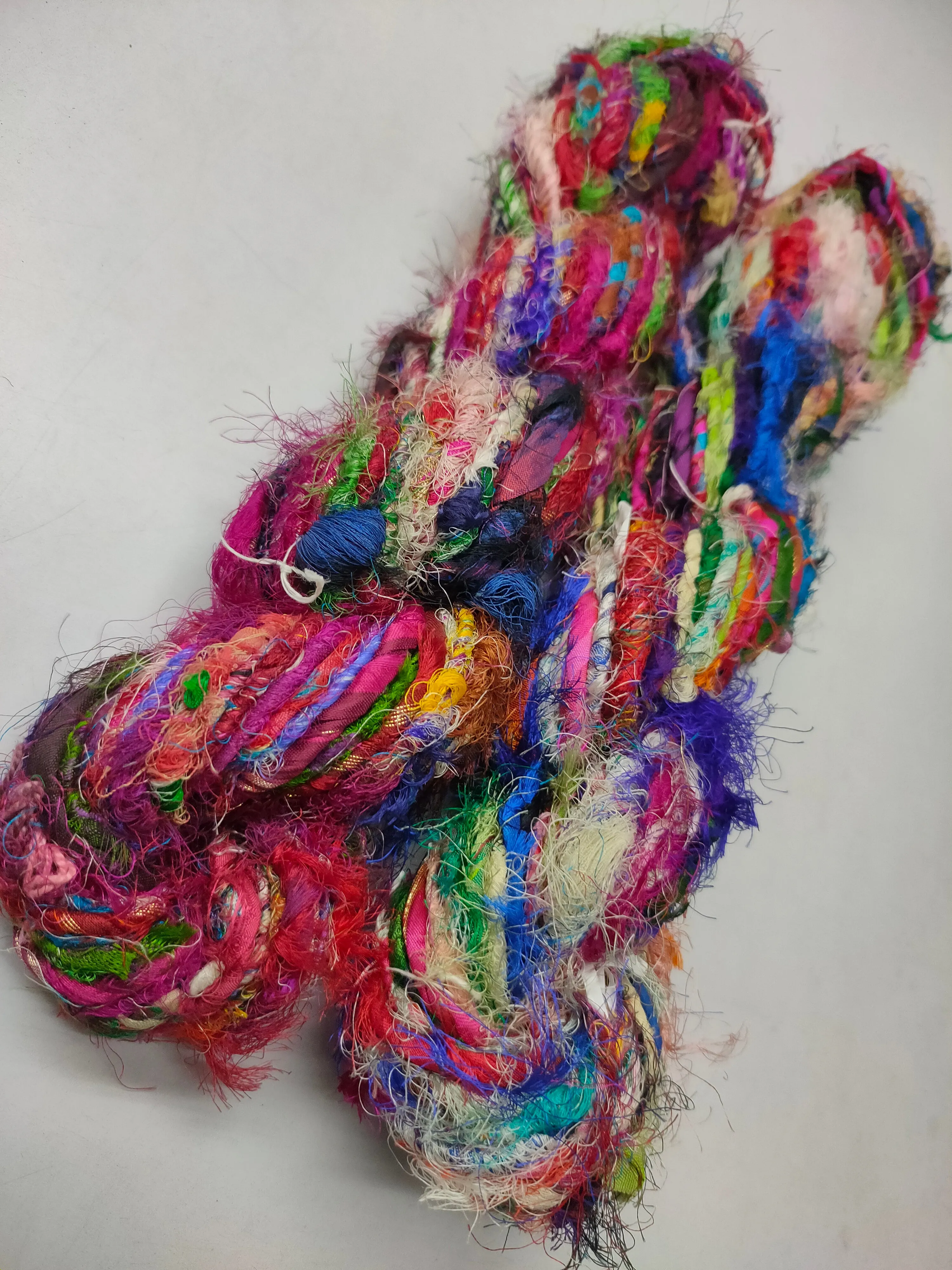 Recycled Sari Silk Yarn - Carded