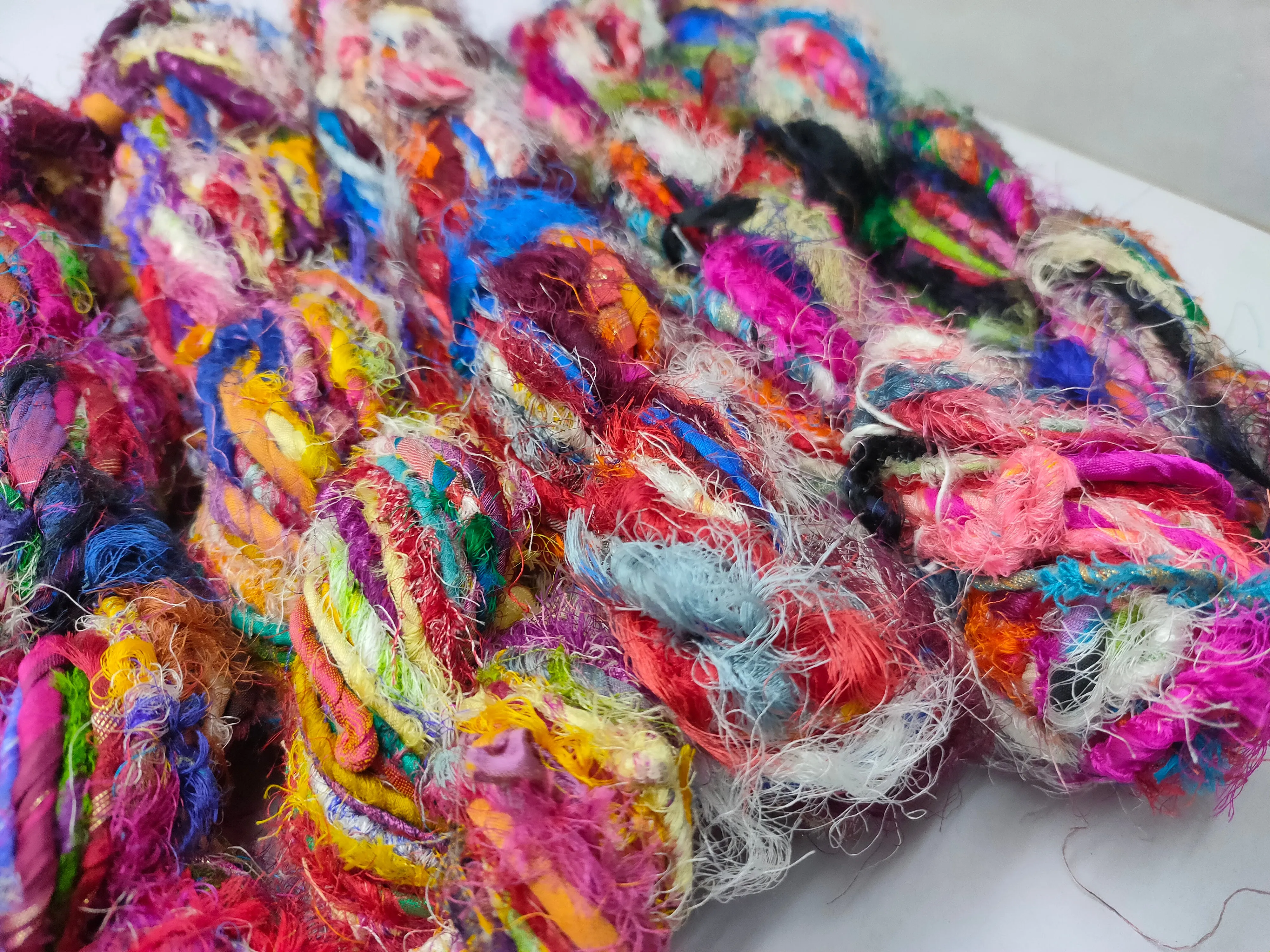 Recycled Sari Silk Yarn - Carded