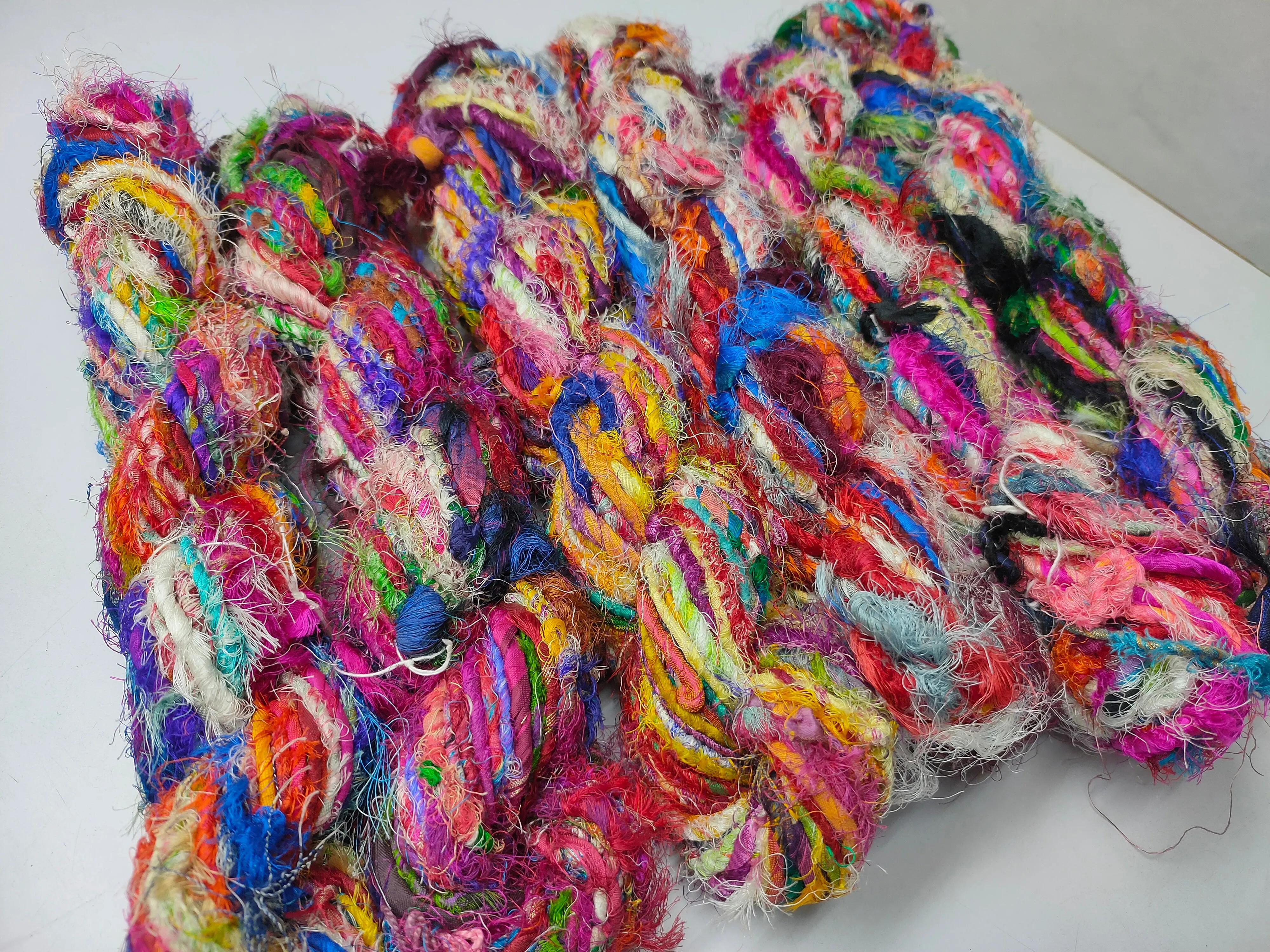Recycled Sari Silk Yarn - Carded