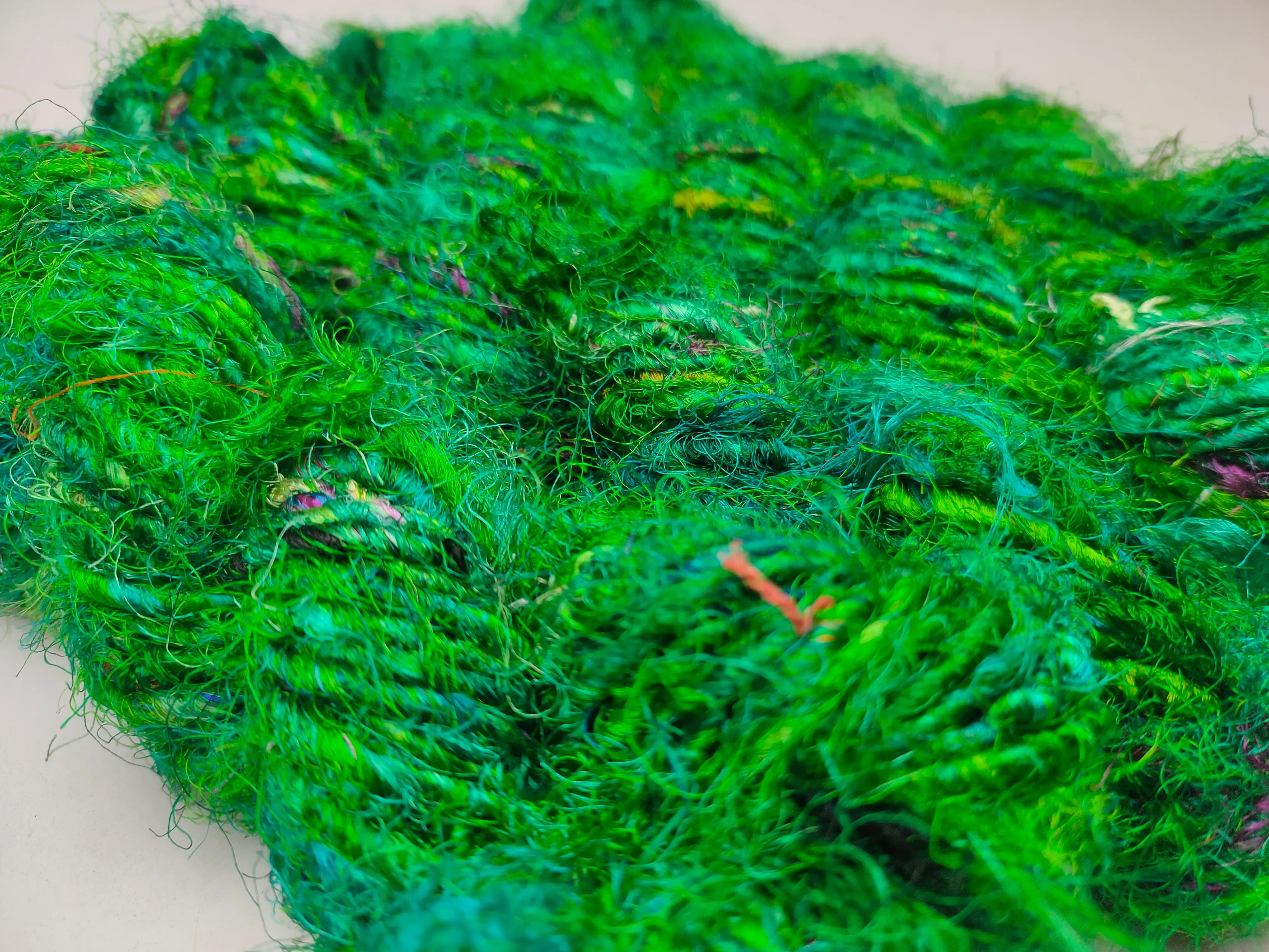 Recycled Sari Silk Yarn Green