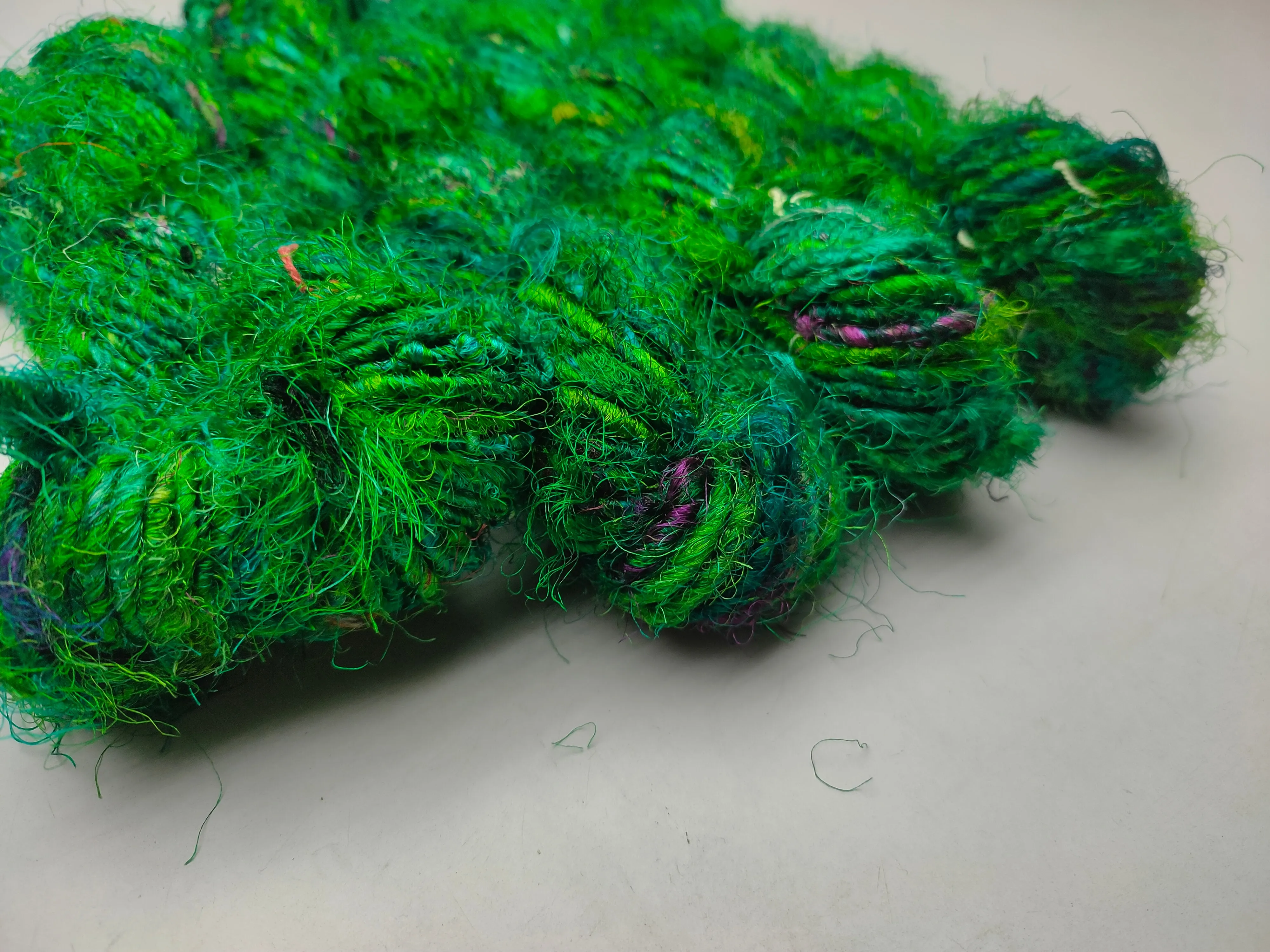 Recycled Sari Silk Yarn Green