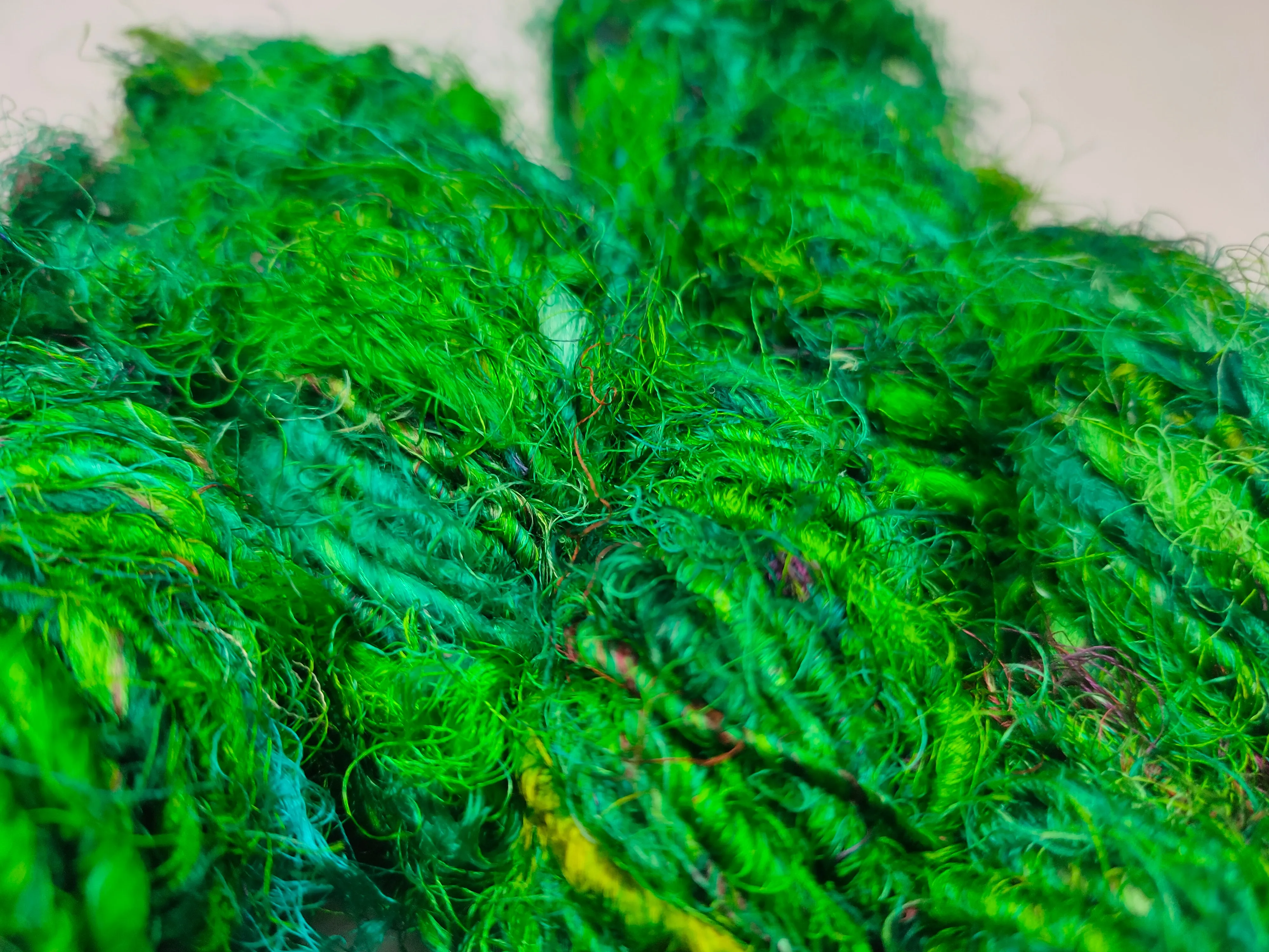 Recycled Sari Silk Yarn Green