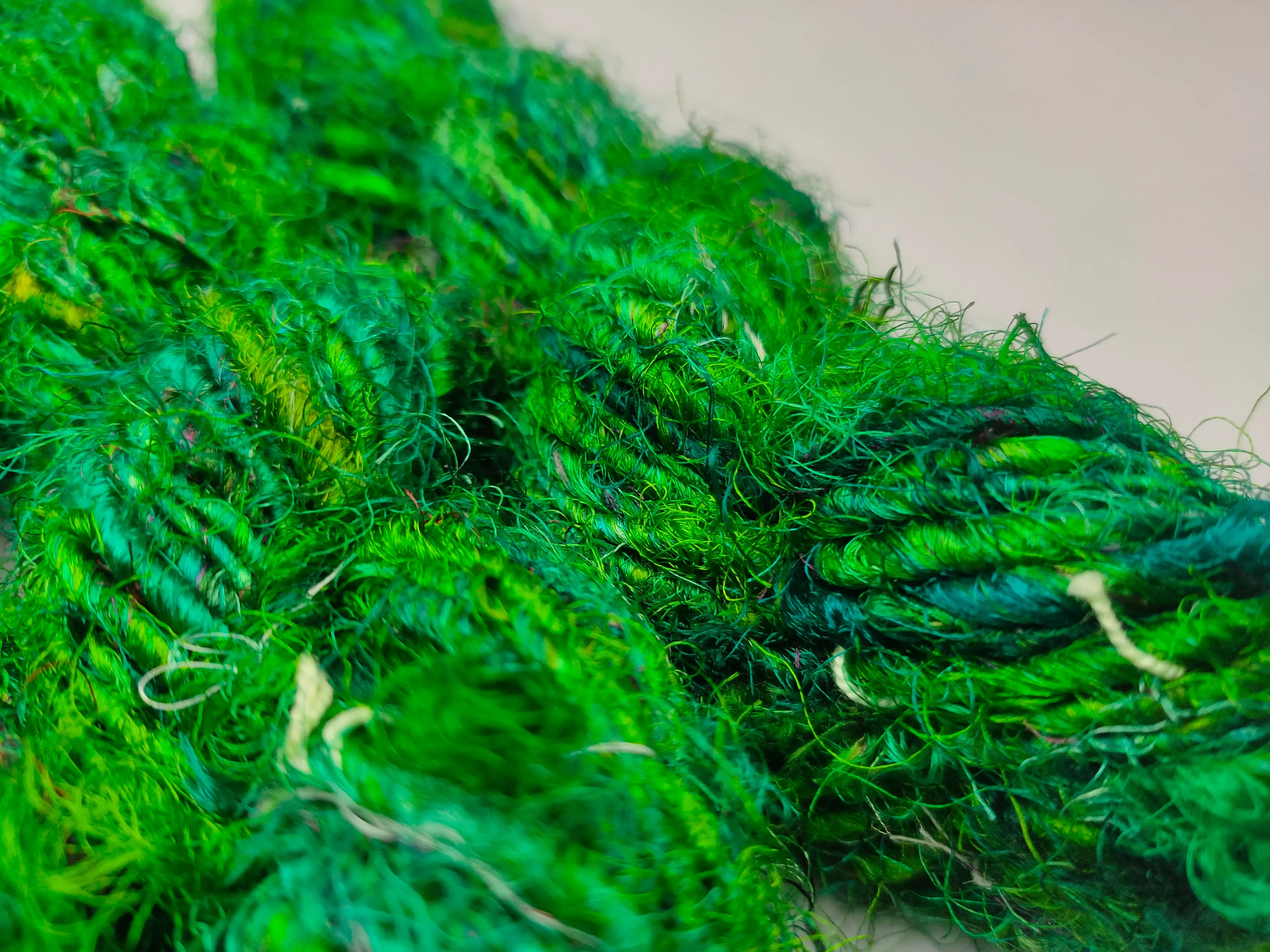Recycled Sari Silk Yarn Green