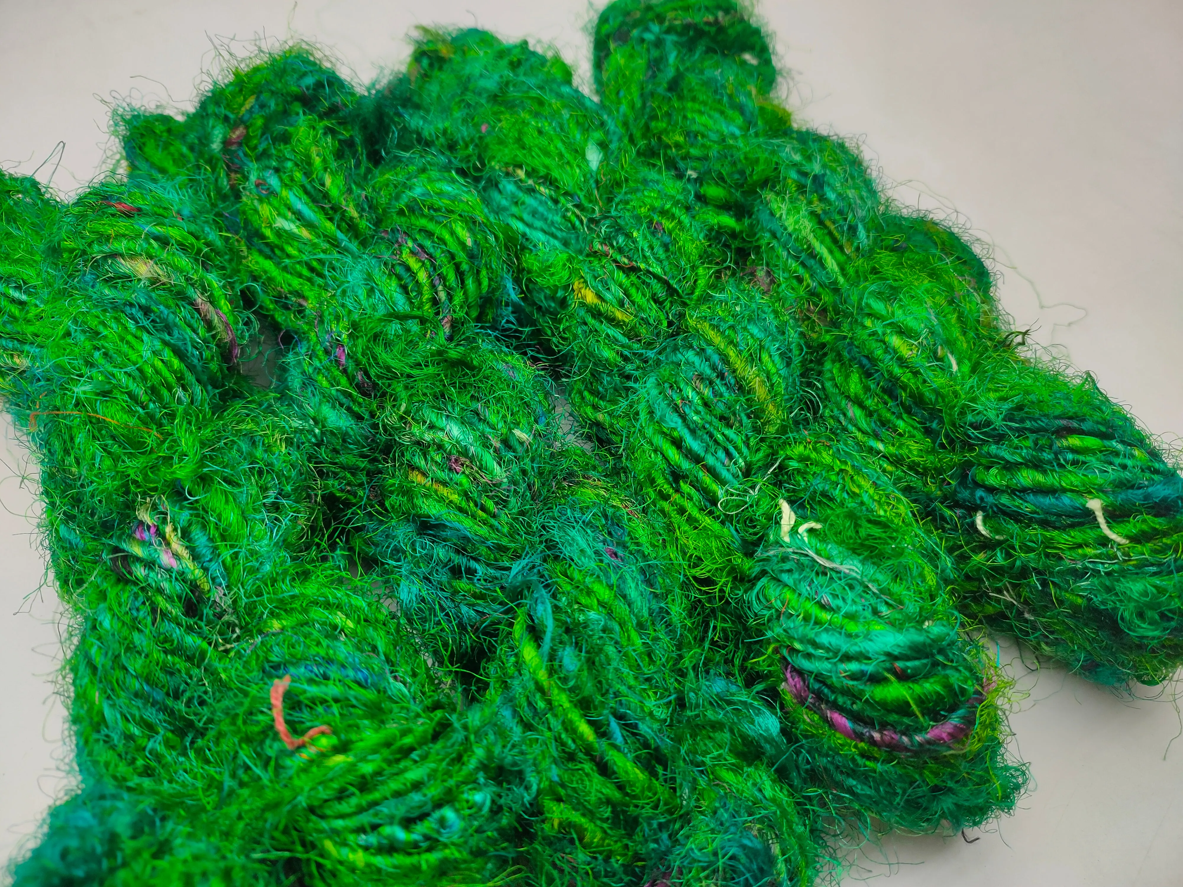 Recycled Sari Silk Yarn Green