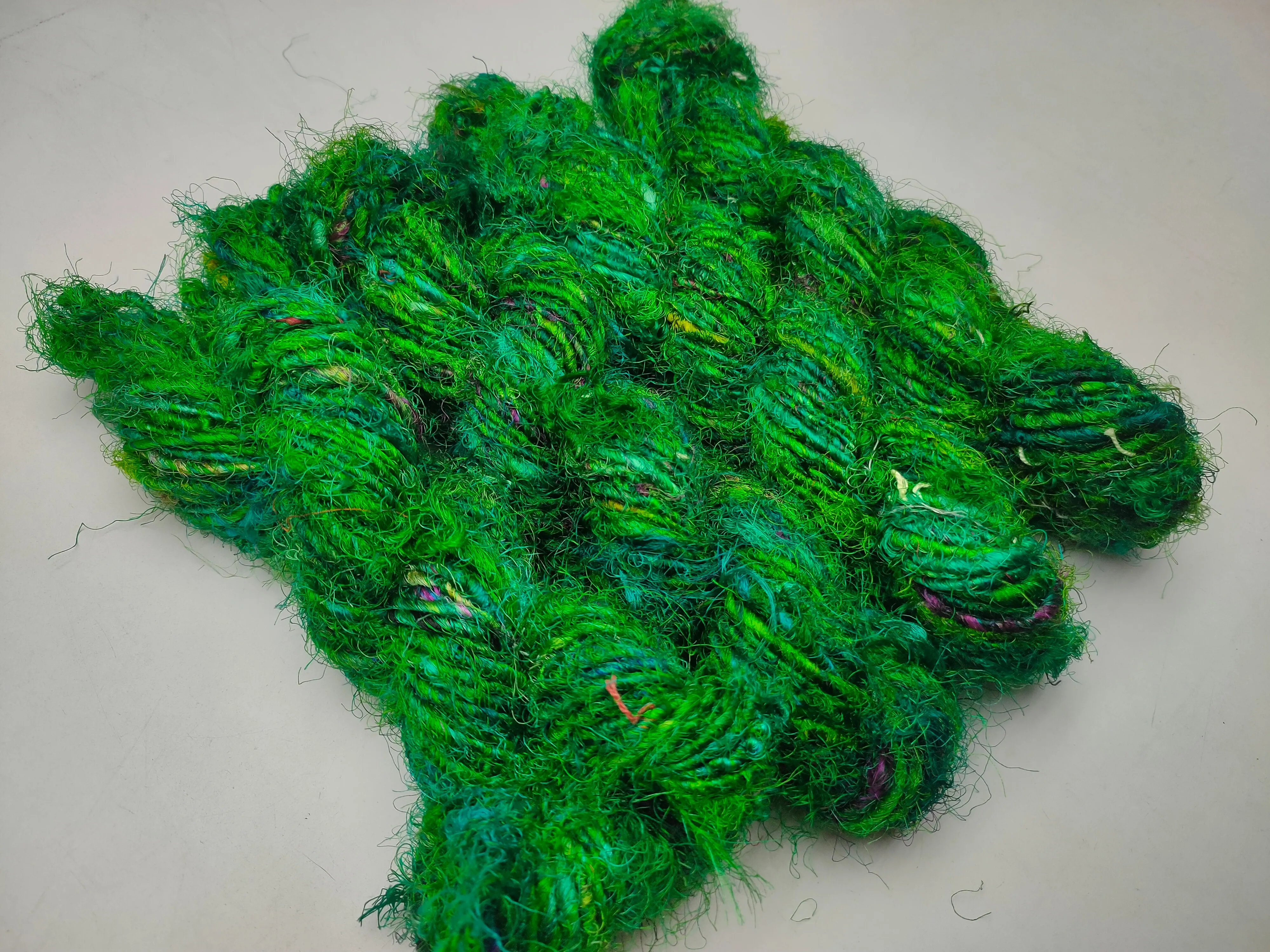 Recycled Sari Silk Yarn Green