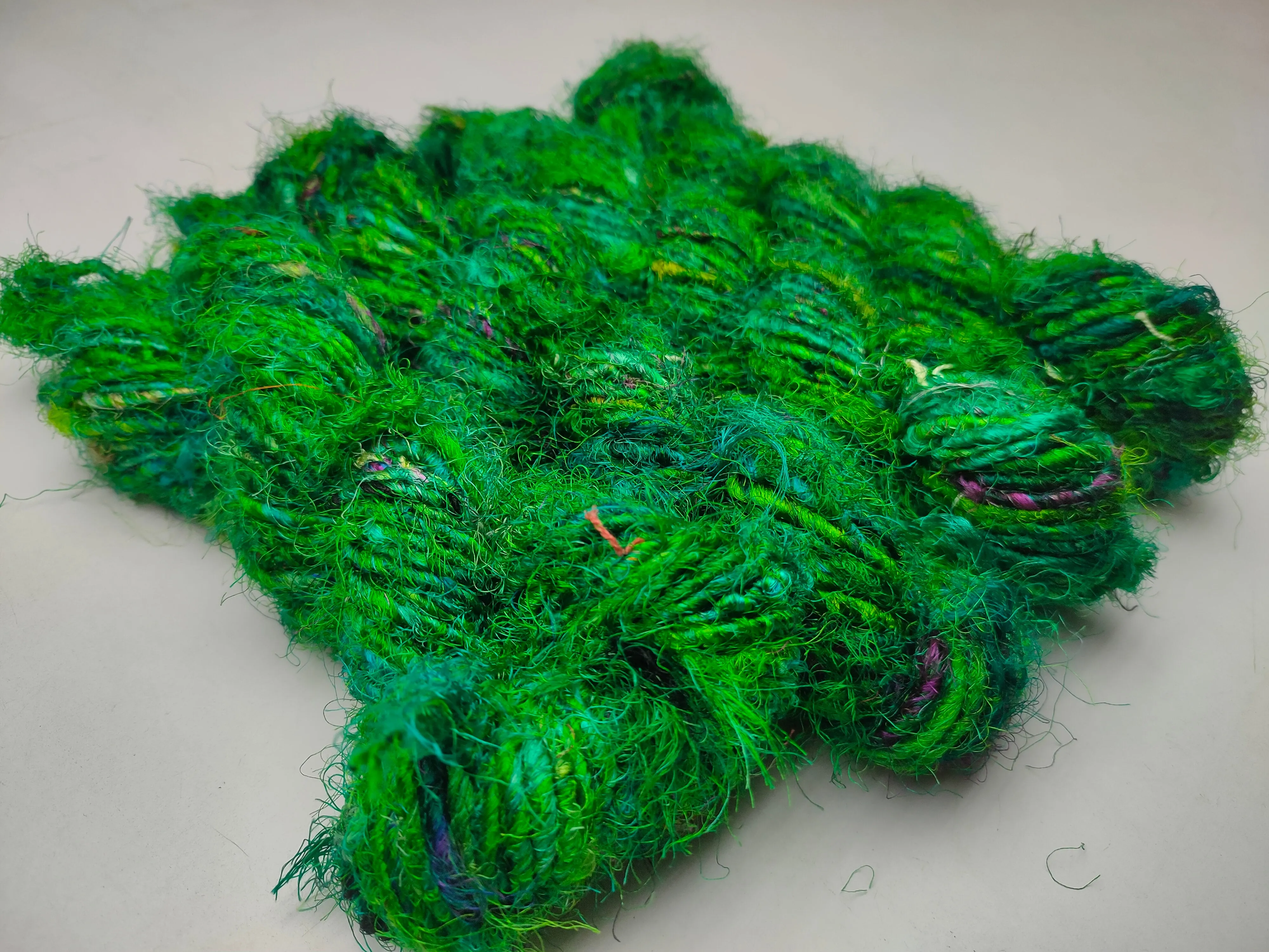 Recycled Sari Silk Yarn Green