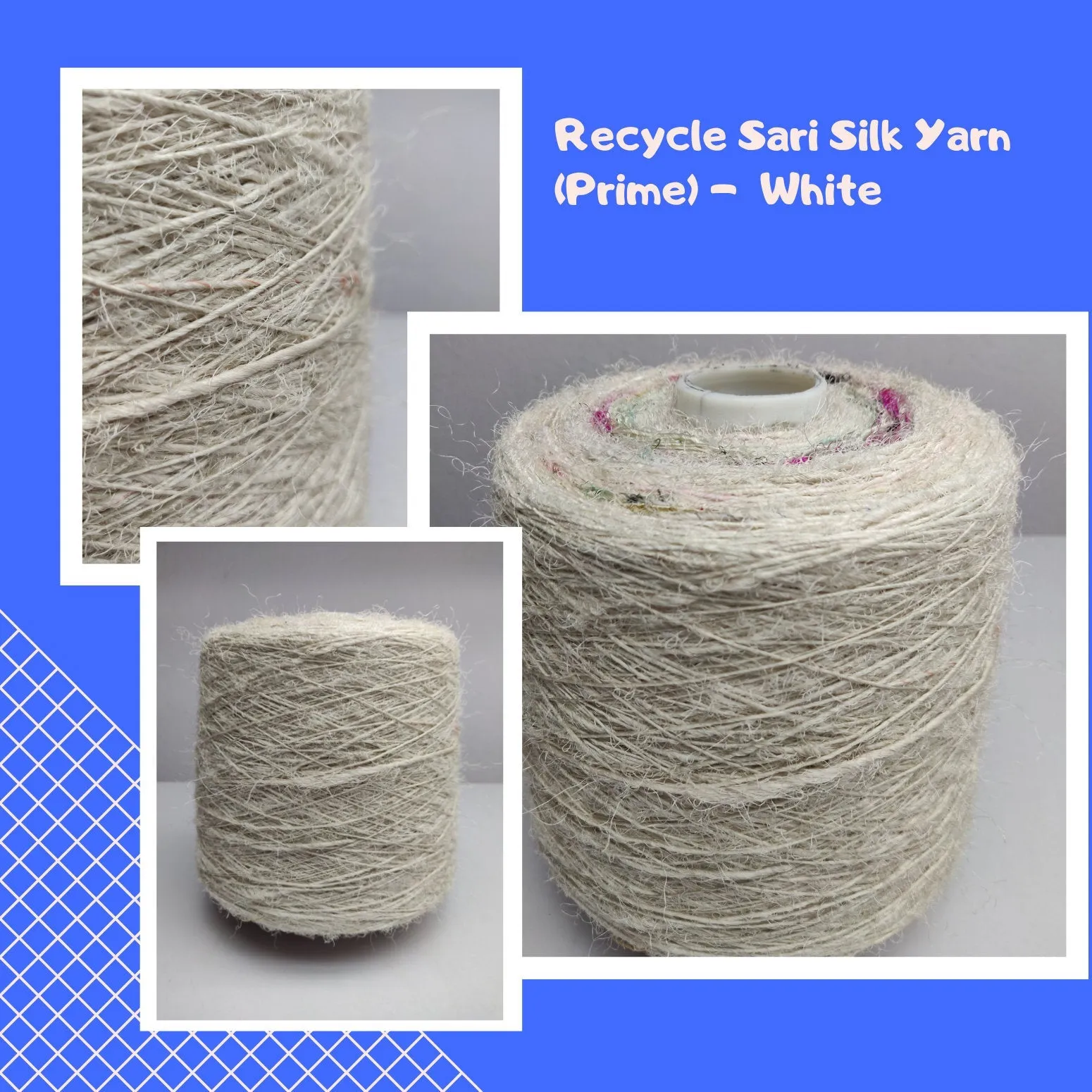 Recycled Sari Silk Yarn Prime White
