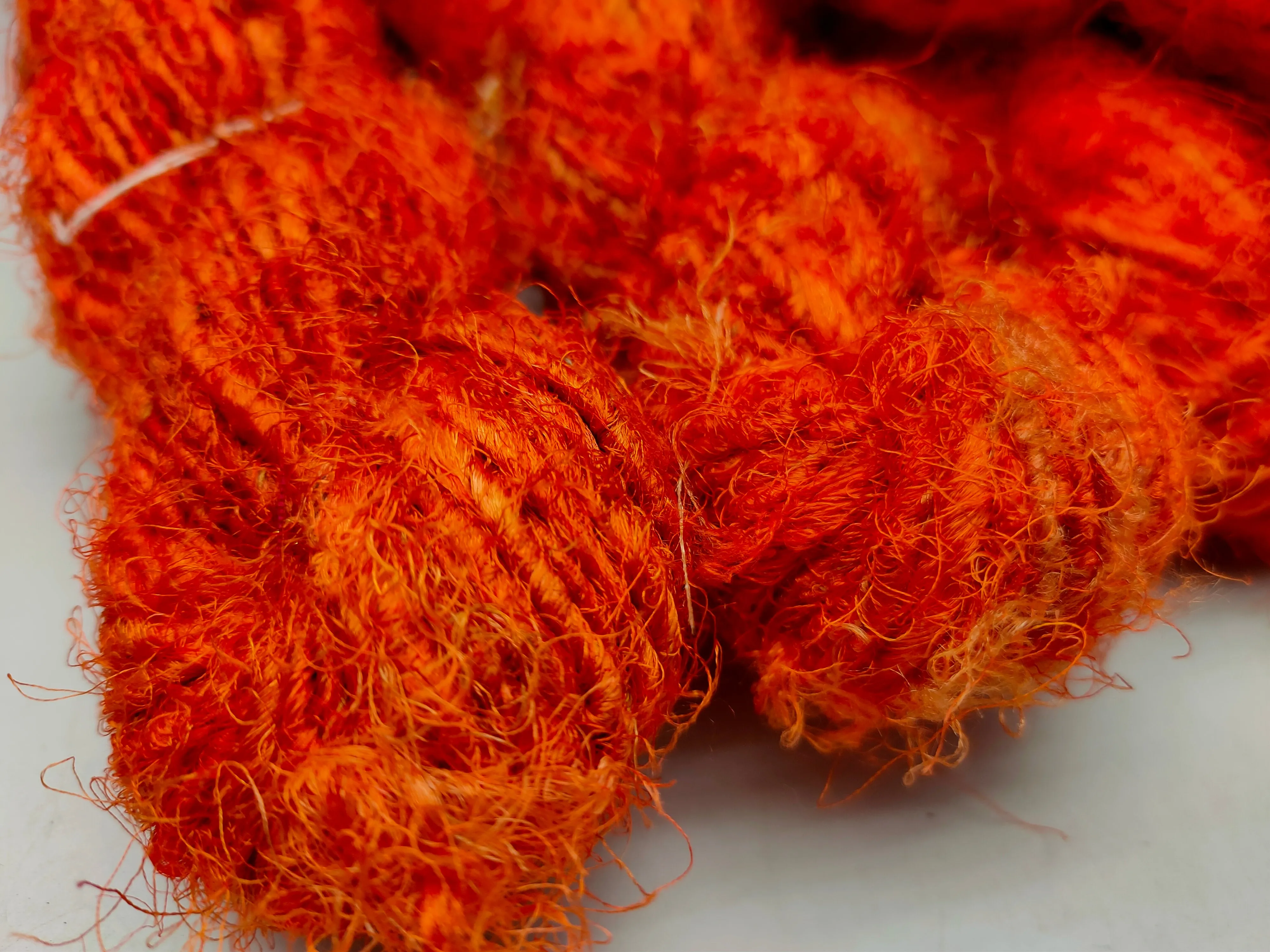 Recycled Sari Silk Yarn - Tiger Orange