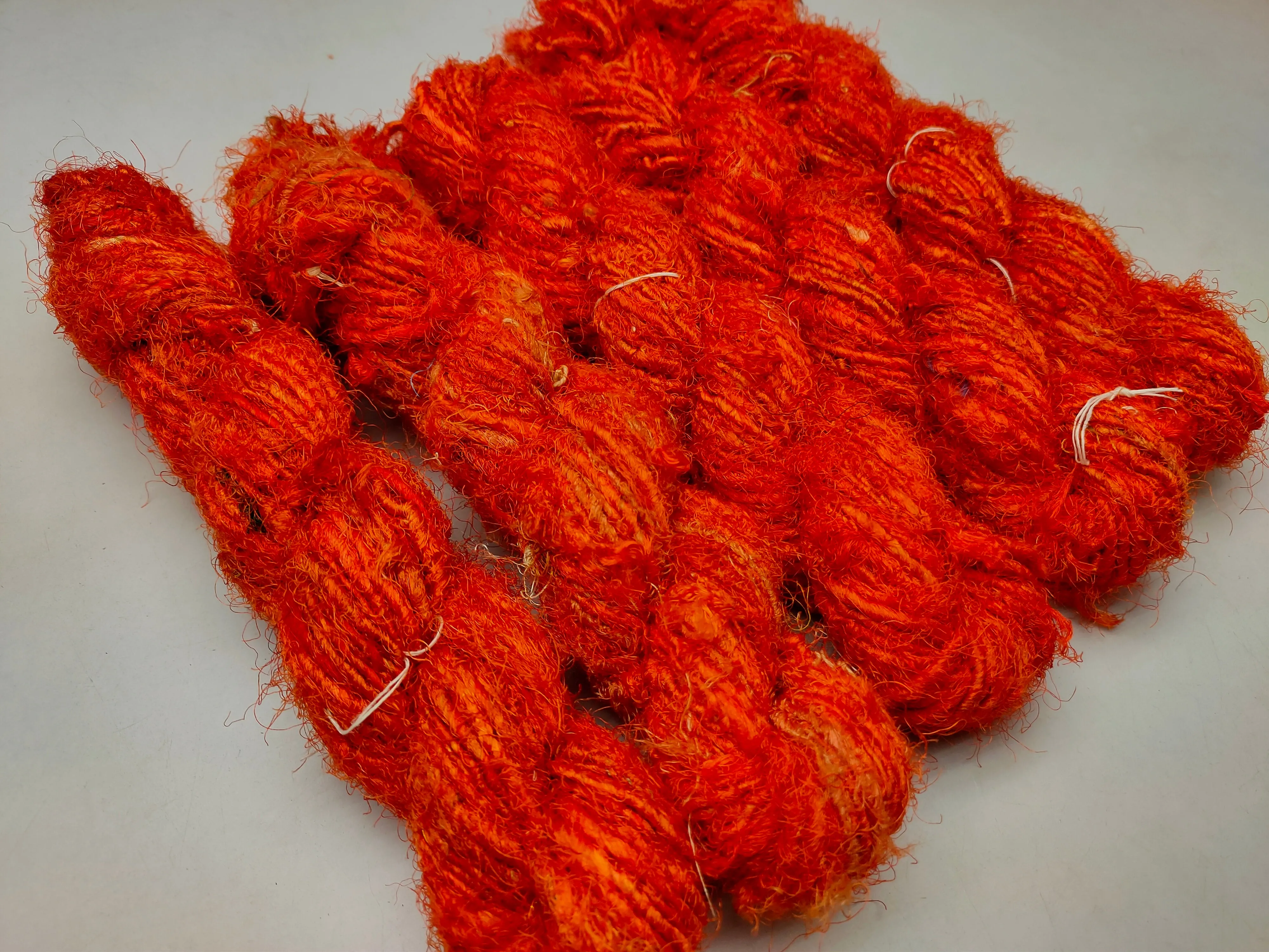 Recycled Sari Silk Yarn - Tiger Orange