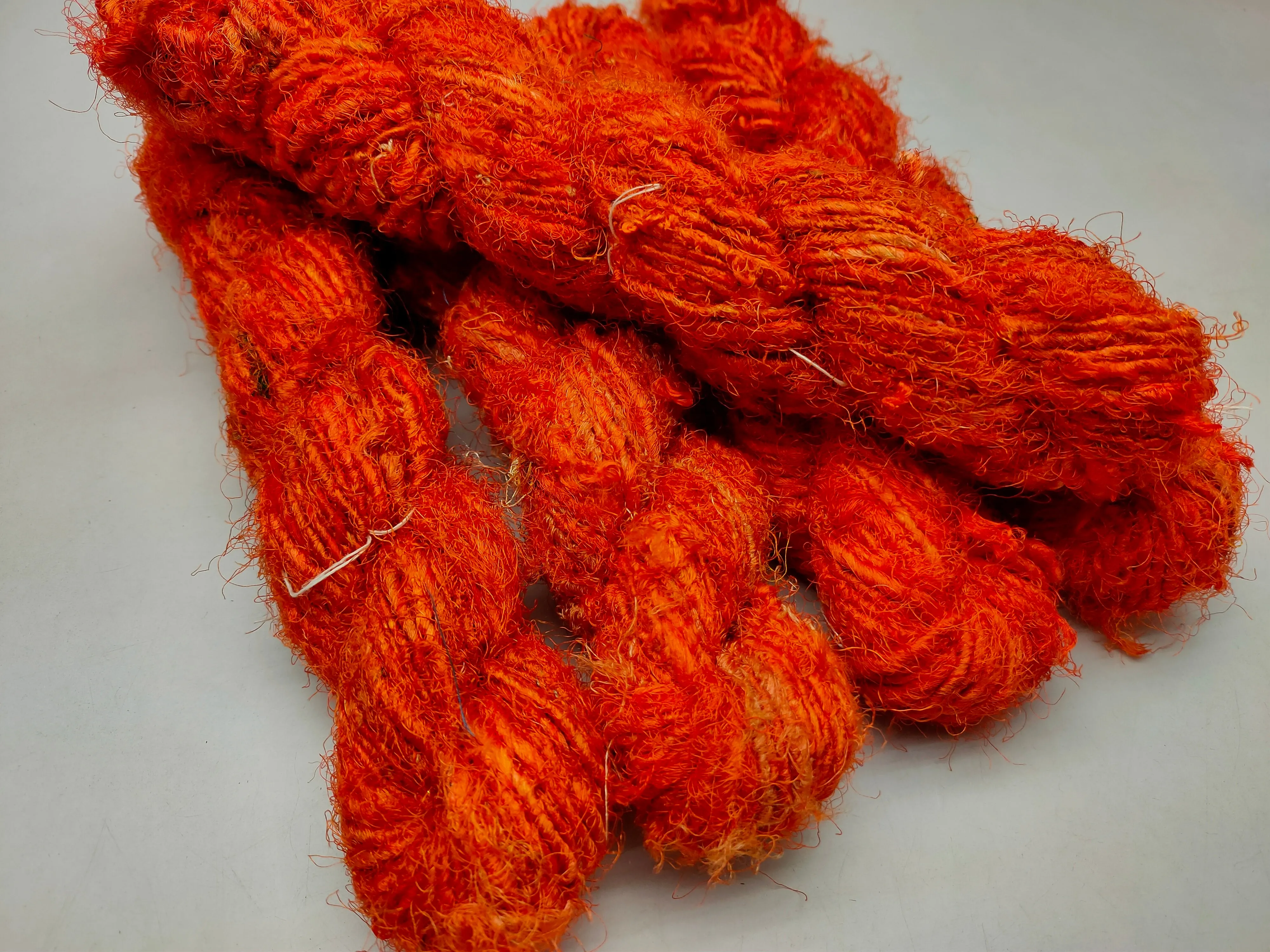 Recycled Sari Silk Yarn - Tiger Orange
