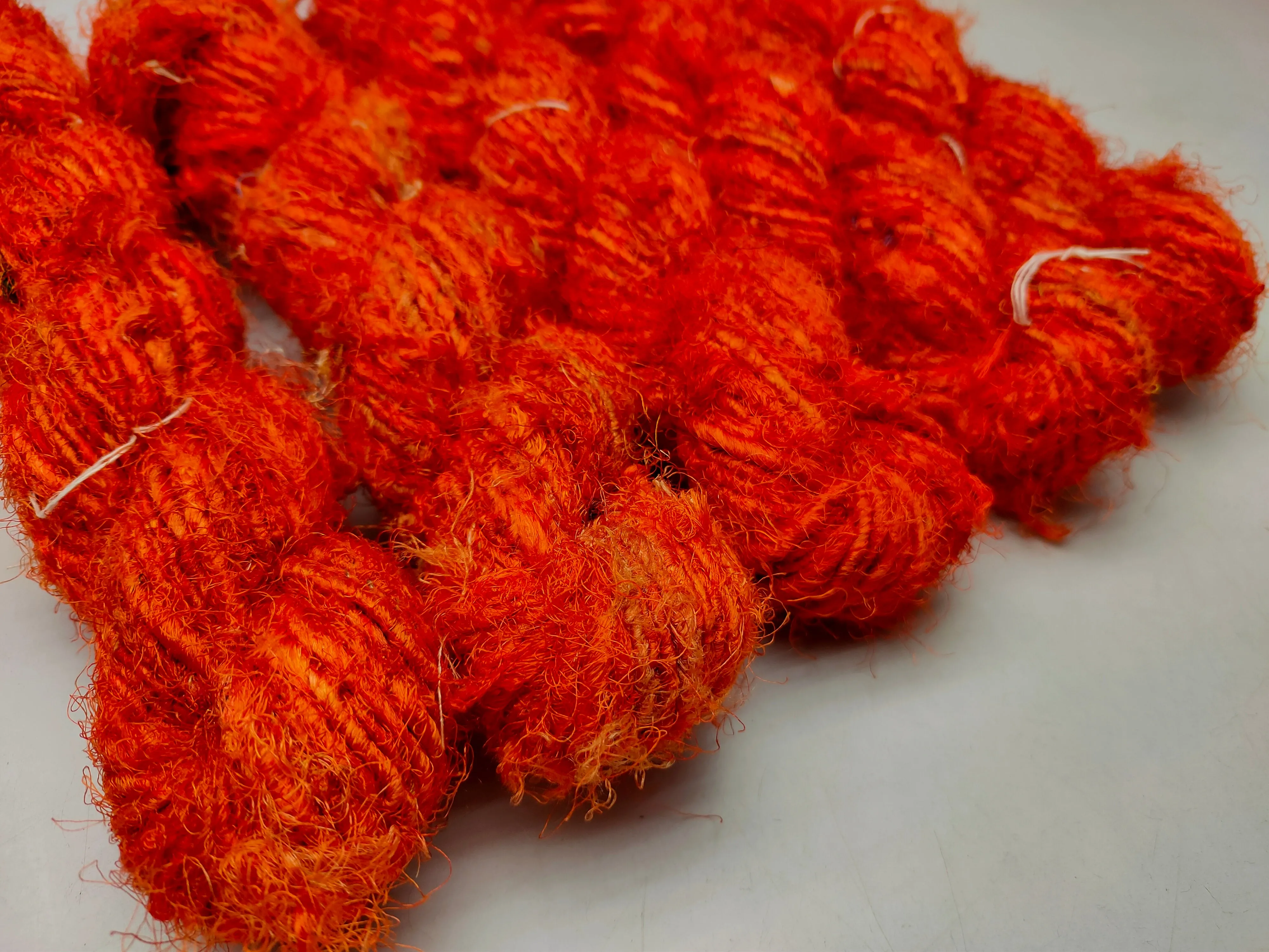 Recycled Sari Silk Yarn - Tiger Orange