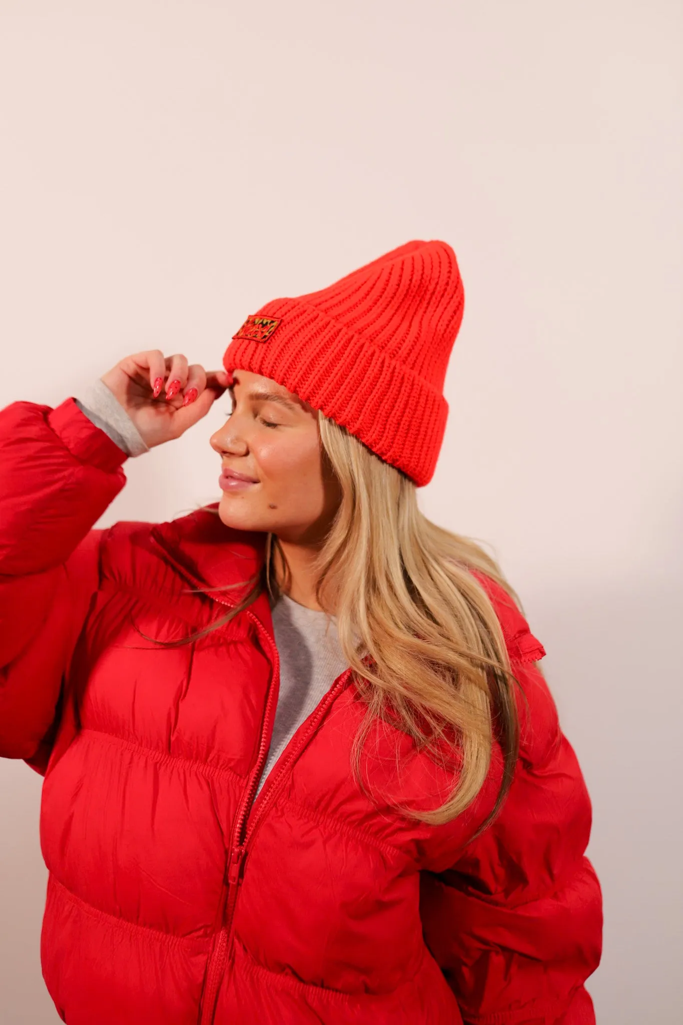 RED CHEETAH BEANIE