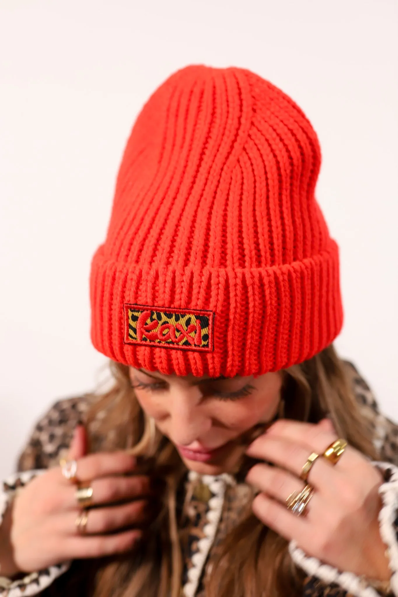 RED CHEETAH BEANIE